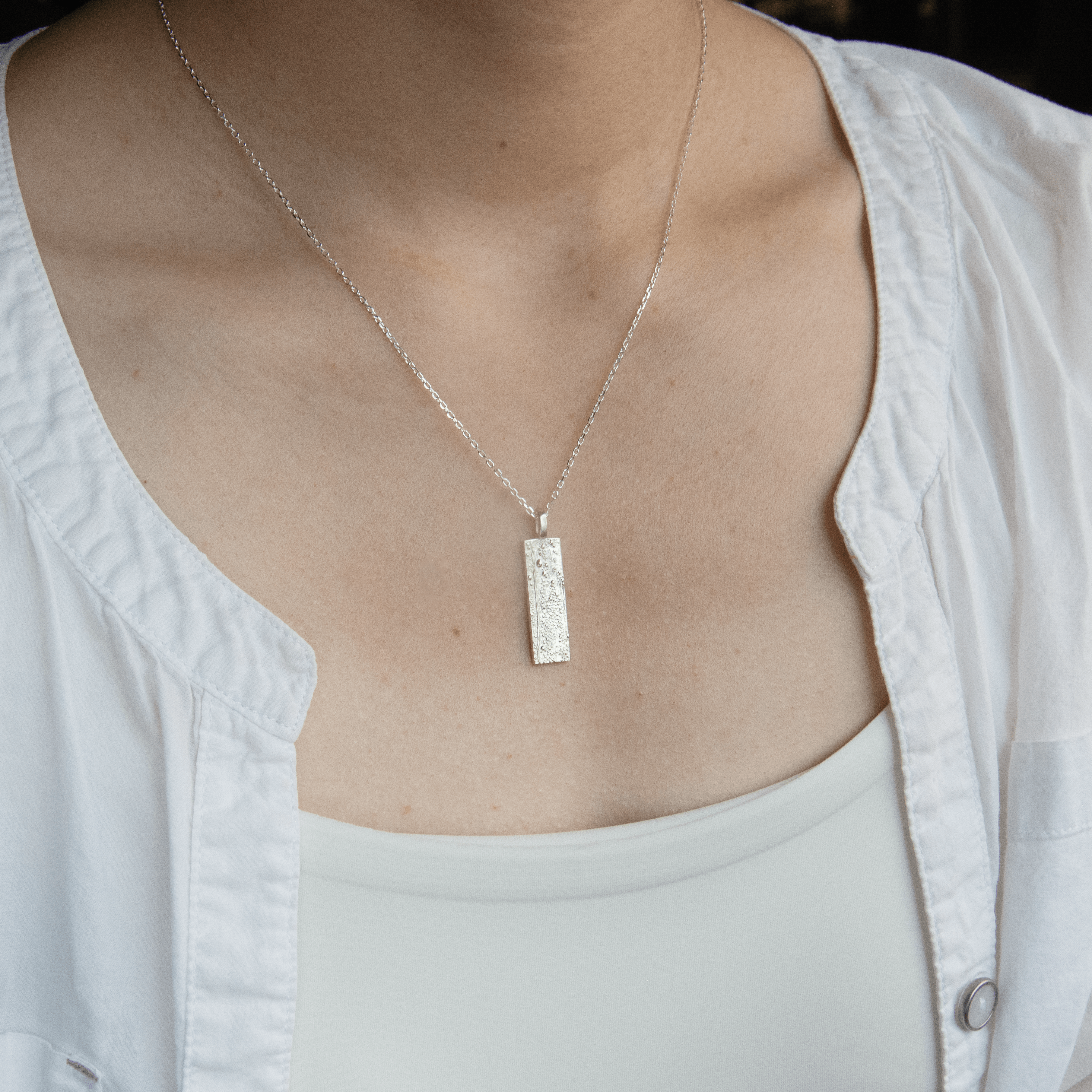 Sterling Silver Drawn By Rain Pendant Necklace