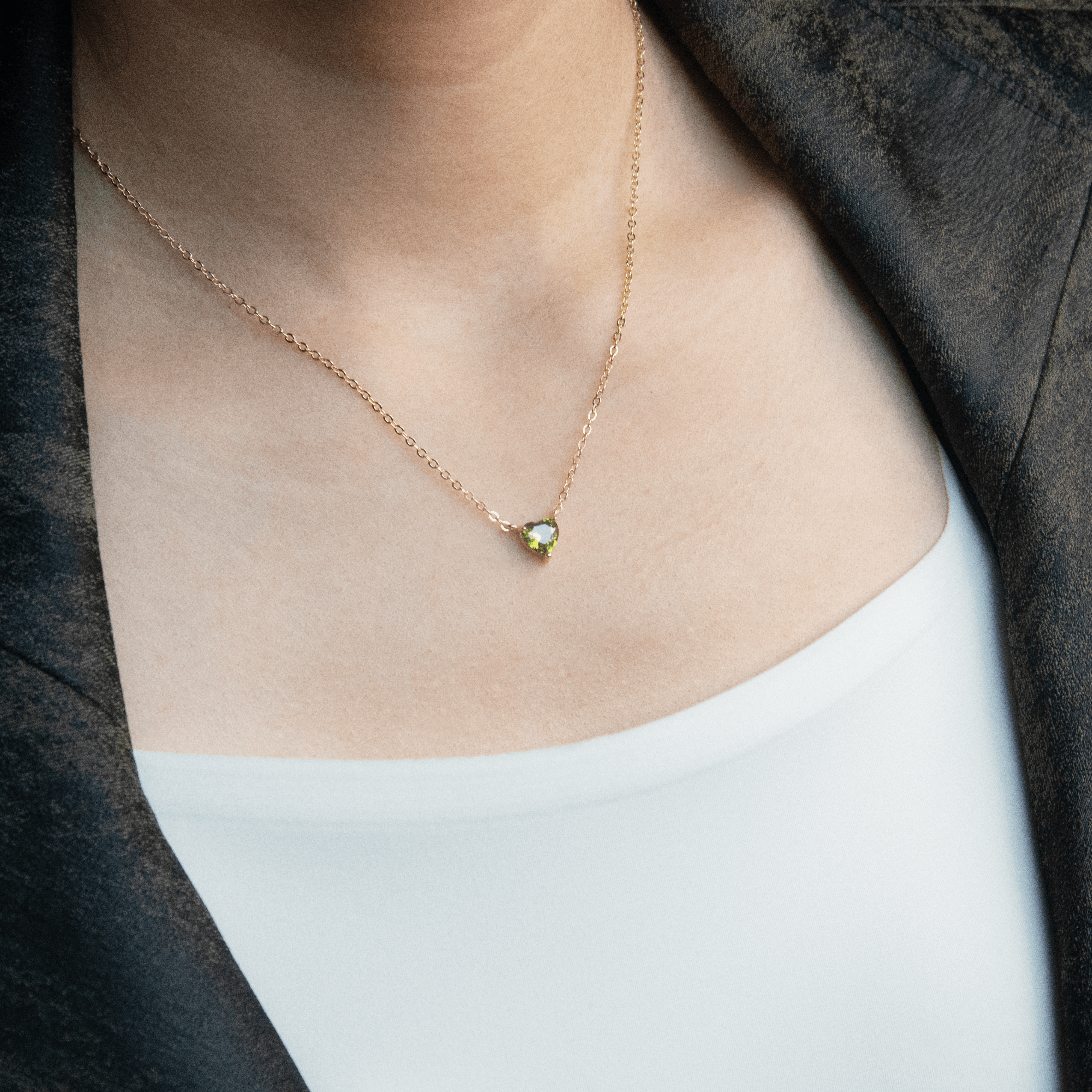 14K Gold-Filled Green Heart Harmony Necklace