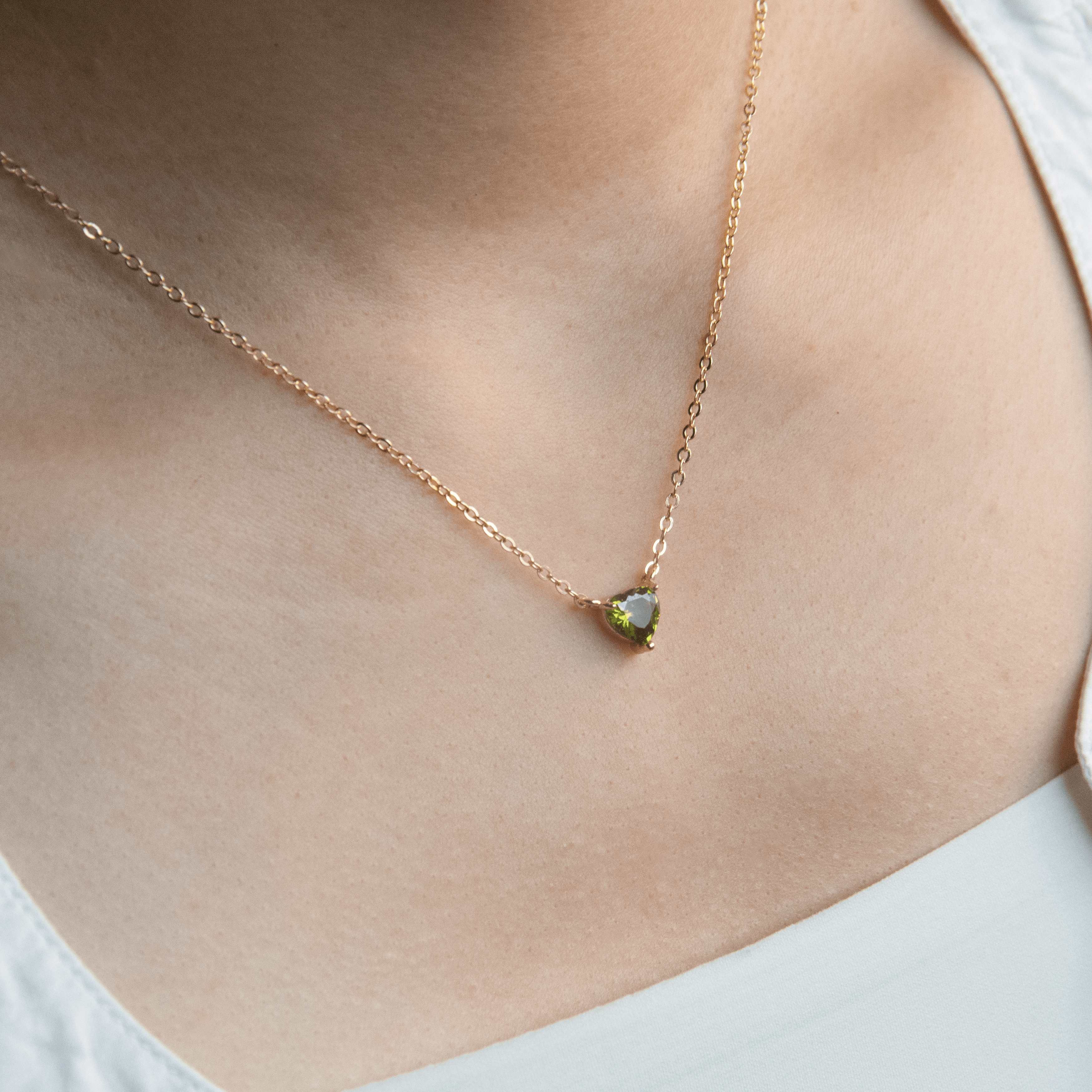 14K Gold-Filled Green Heart Harmony Necklace