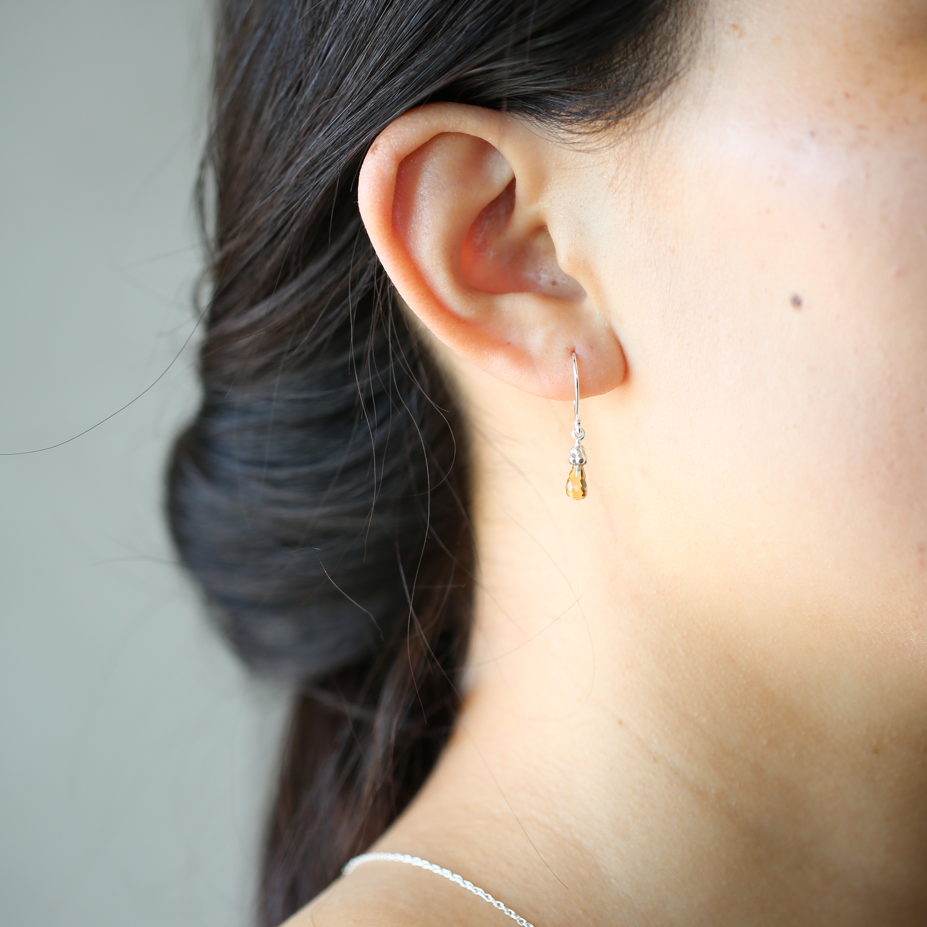 Sterling Silver Citrine Raindrop earrings
