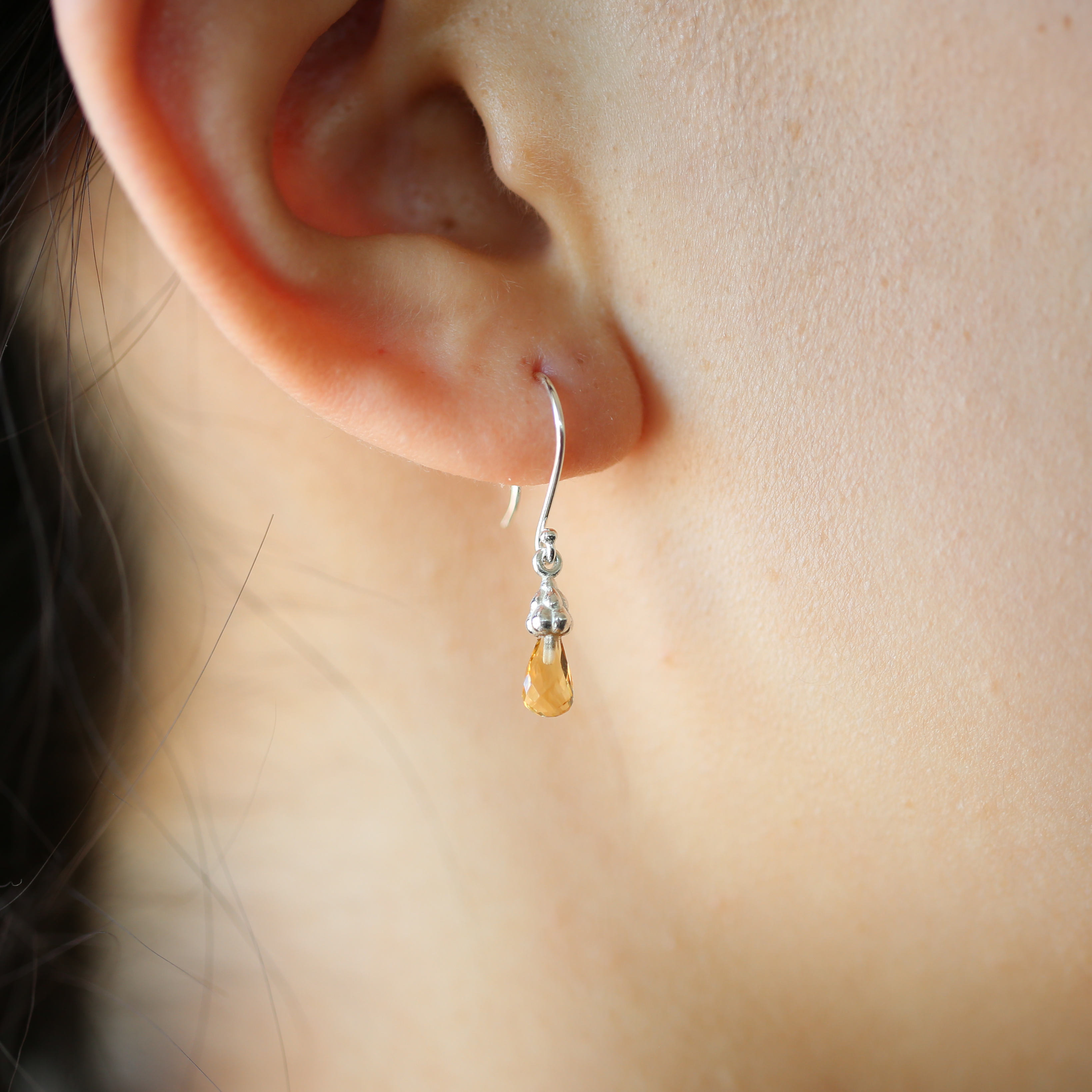 Sterling Silver Citrine Raindrop earrings