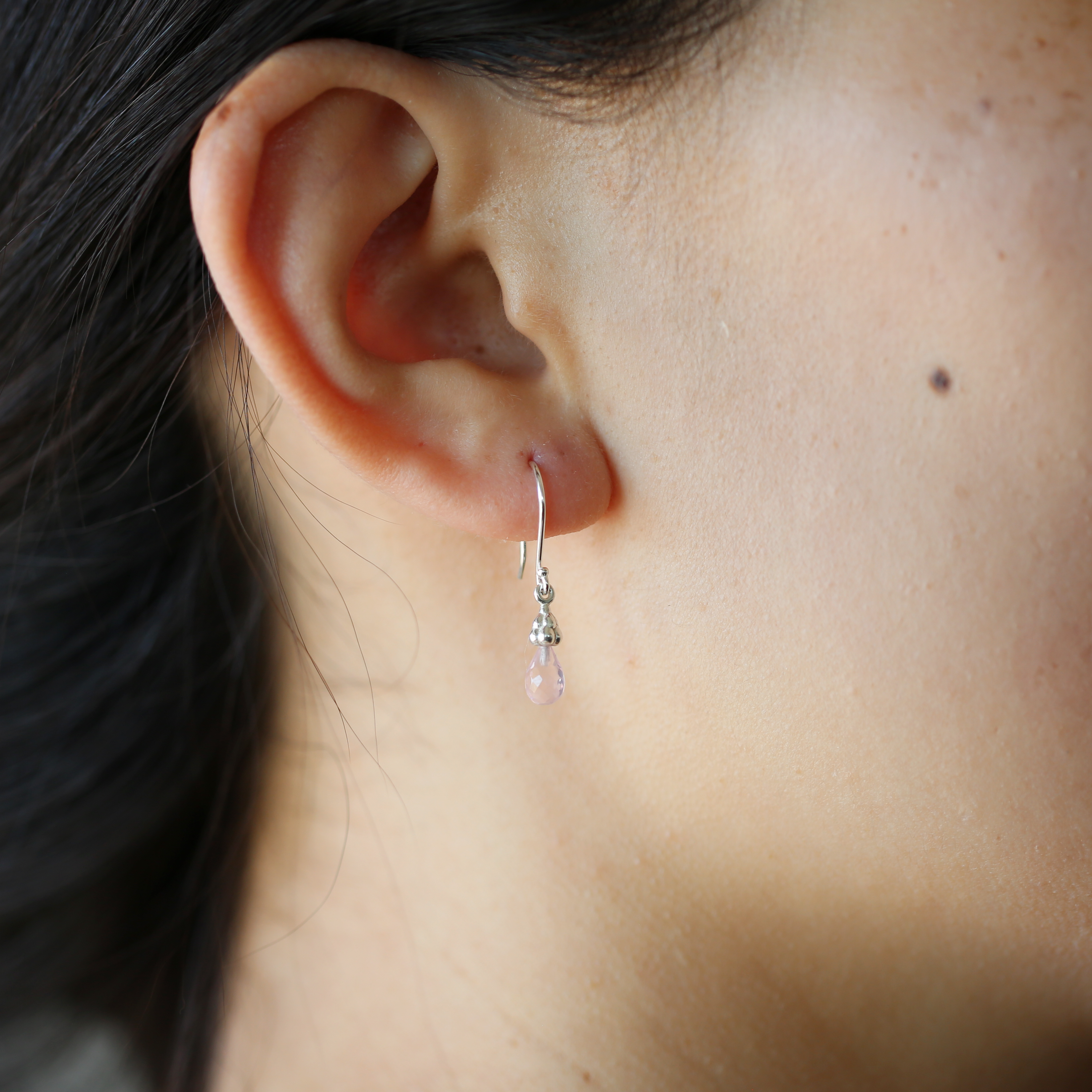 Sterling Silver Rose Quartz Raindrop earrings