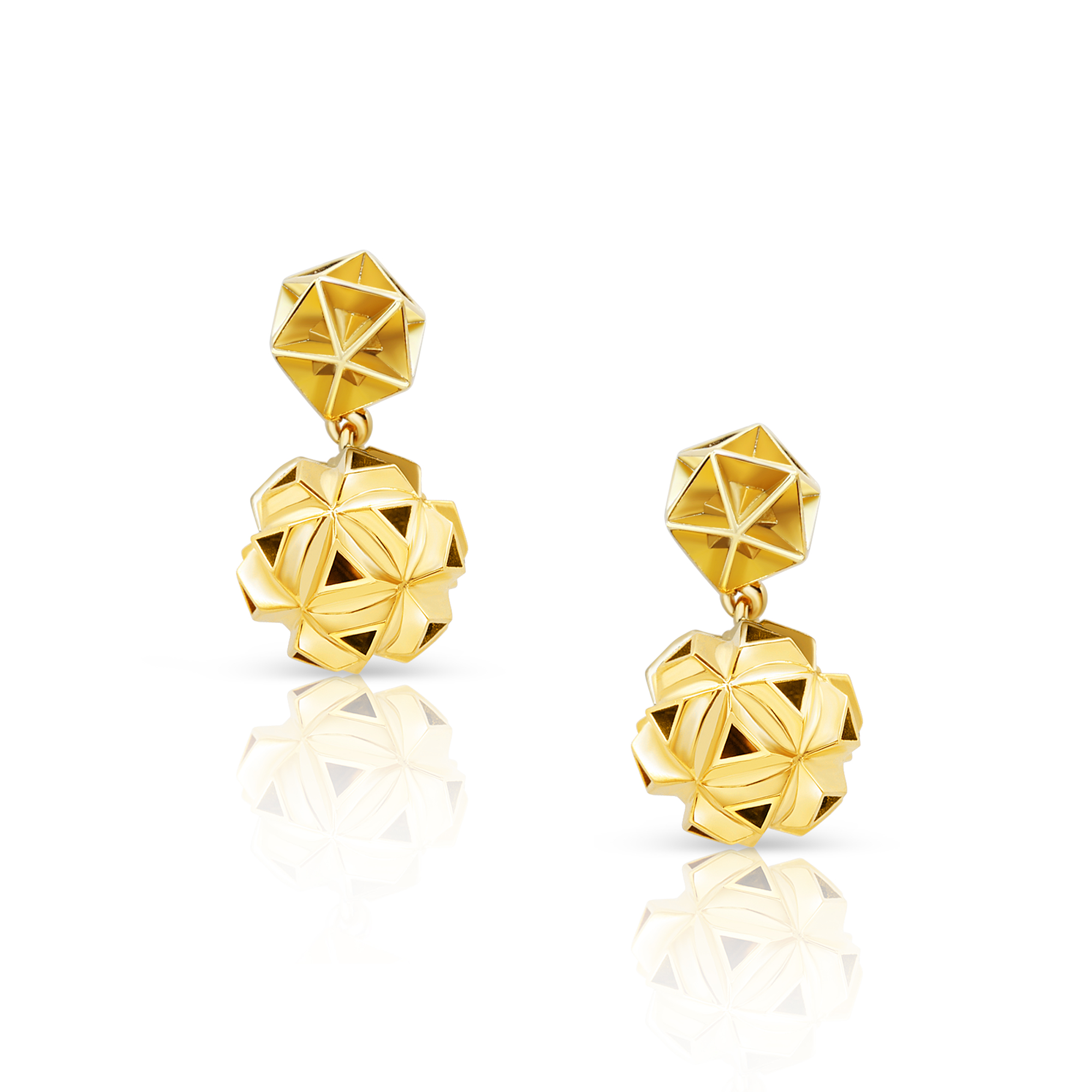 14K Yellow Gold Plated 925 Sterling Silver Earrings Designer Fine Jewelry Floral Bouquet Earrings Polished
