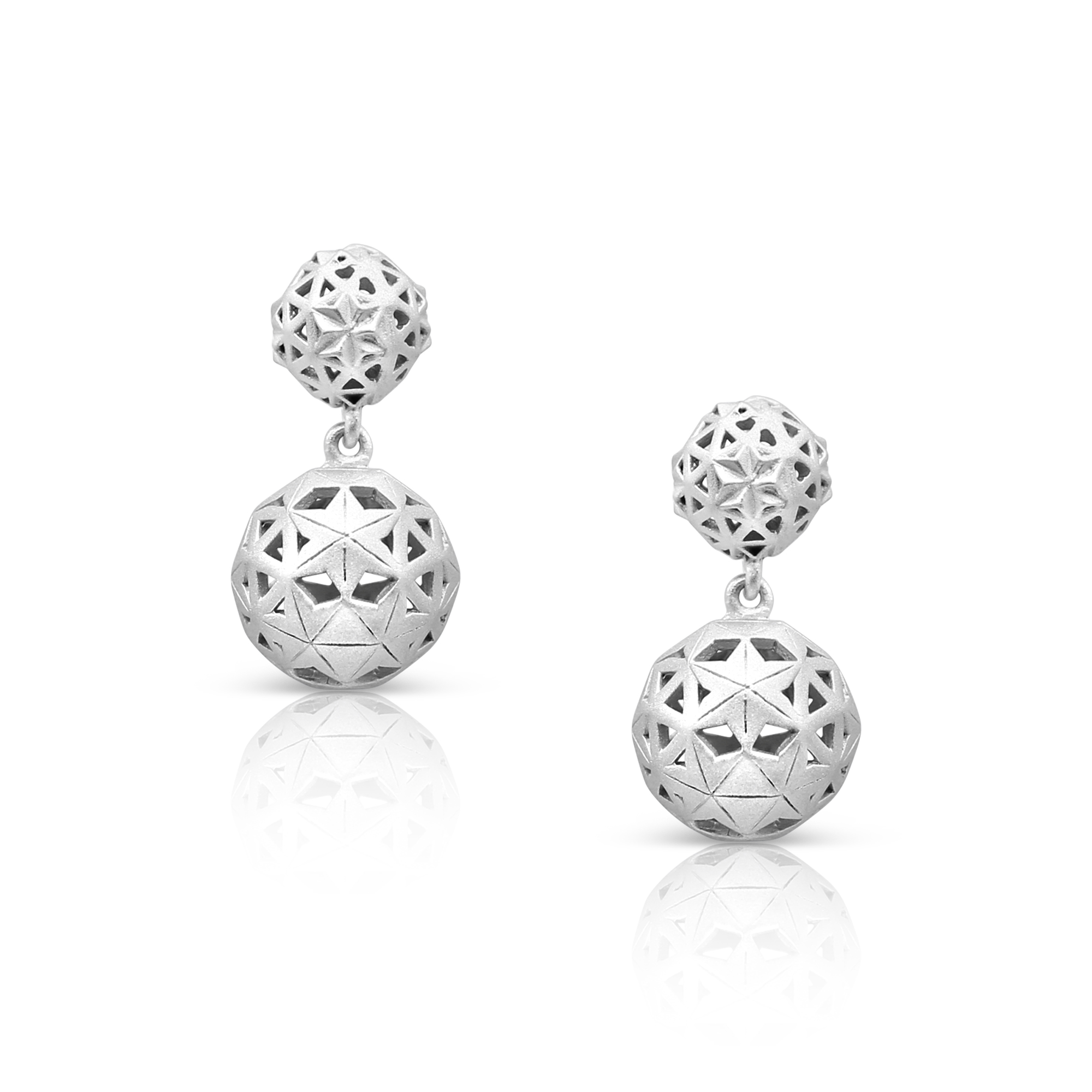 White Rhodium Plated 925 Sterling Silver Earrings Designer Fine Jewelry Matte Finish