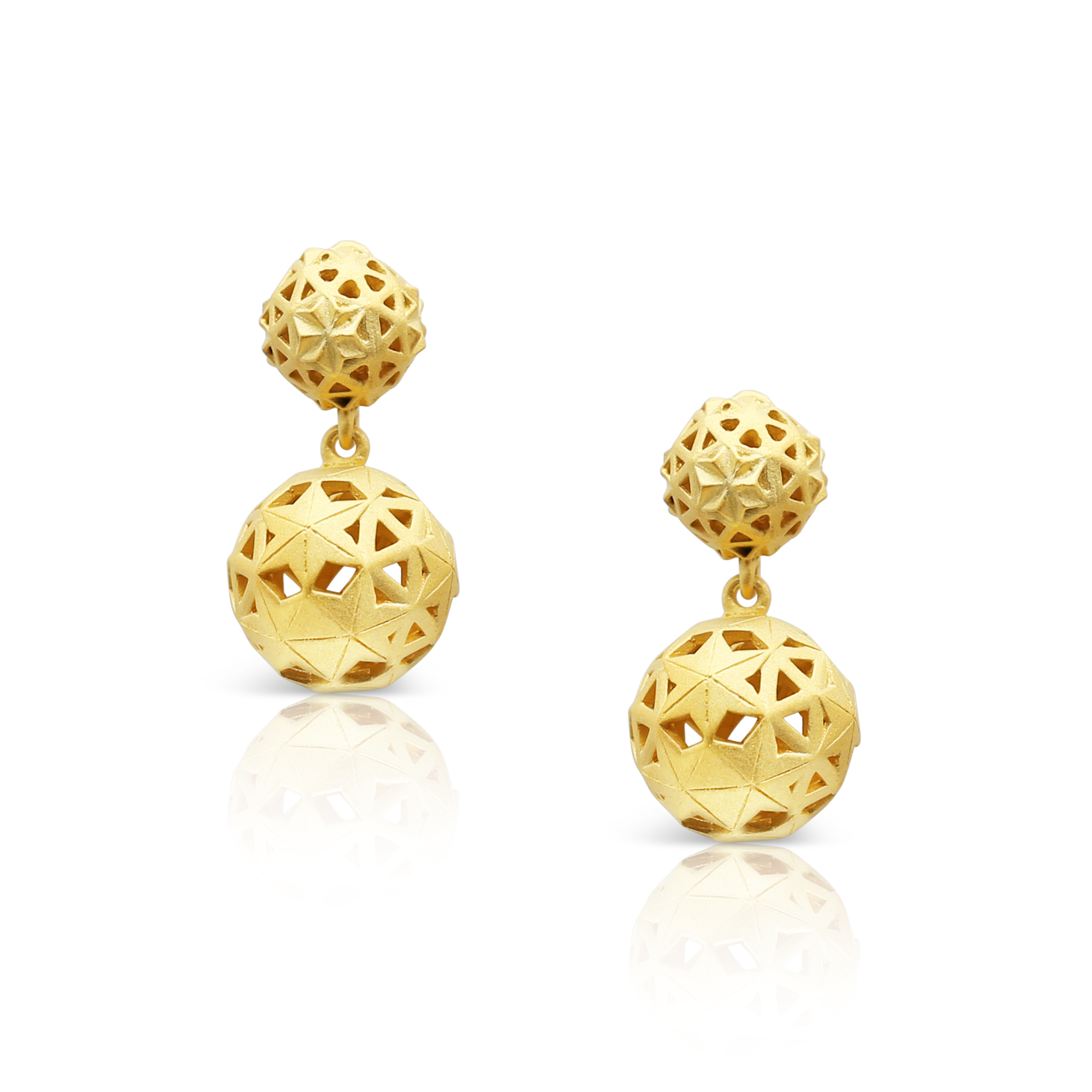 14K Yellow Gold Plated 925 Sterling Silver Earrings Designer Fine Jewelry Matte Finish
