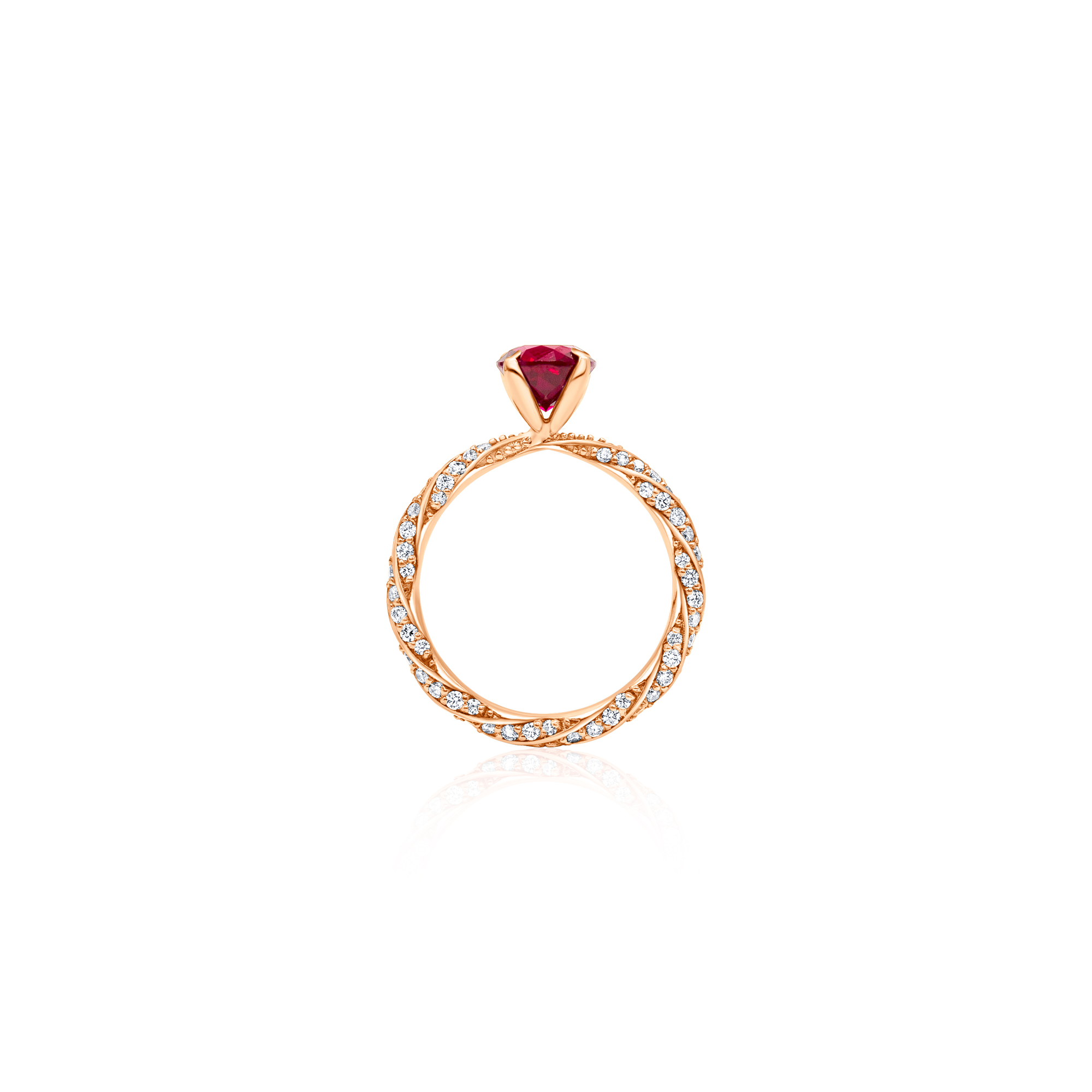 14K rose gold ruby diamond engagment ring eternity ring designer wedding jewelry