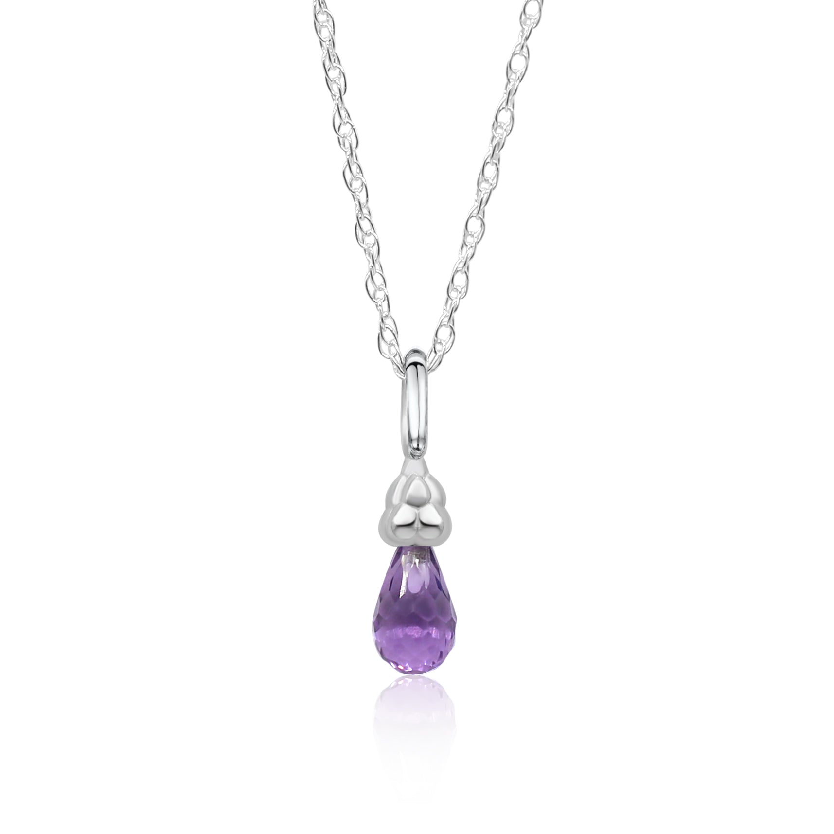 Sterling Silver Amethyst Gemstone Raindrop Necklace