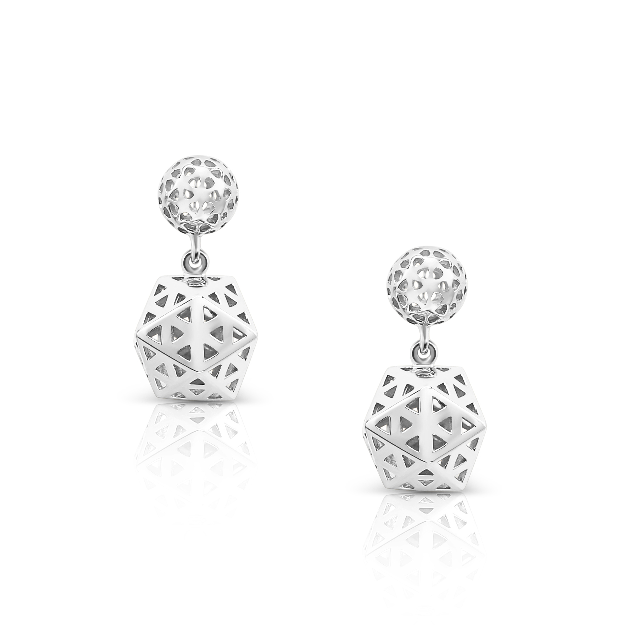 White Rhodium Plated 925 Sterling Silver Earrings Designer Fine Jewelry Polished