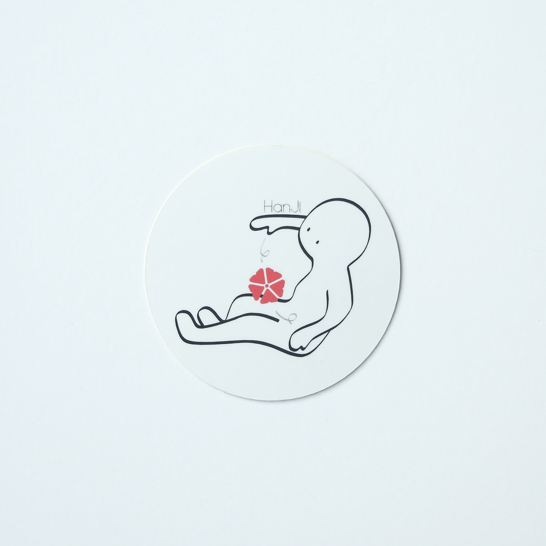 Waterproof sticker with HanJi logo and little human