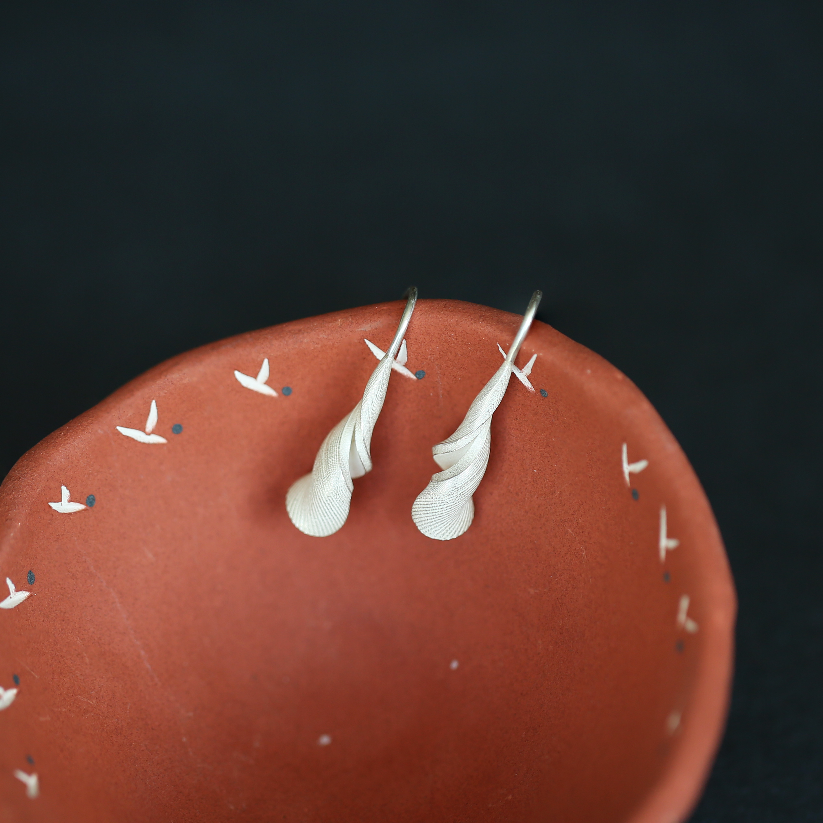 925 Sterling Silver Earrings Shell Lily Earrings Conceptual Earrings Designer Fine Jewelry