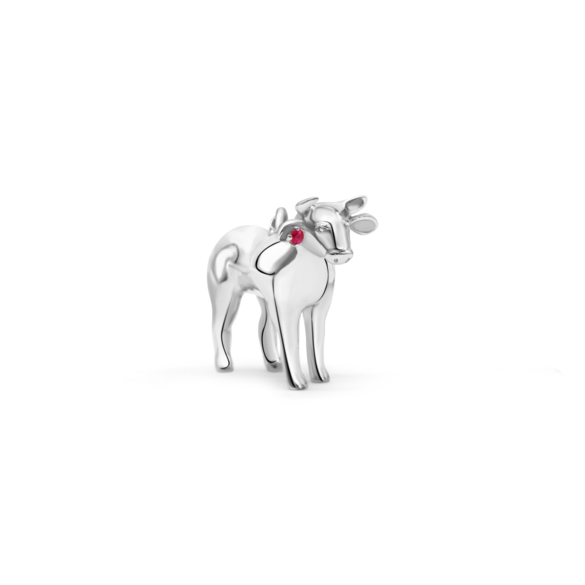 14K white gold ox pendant necklace with fair trade African ruby