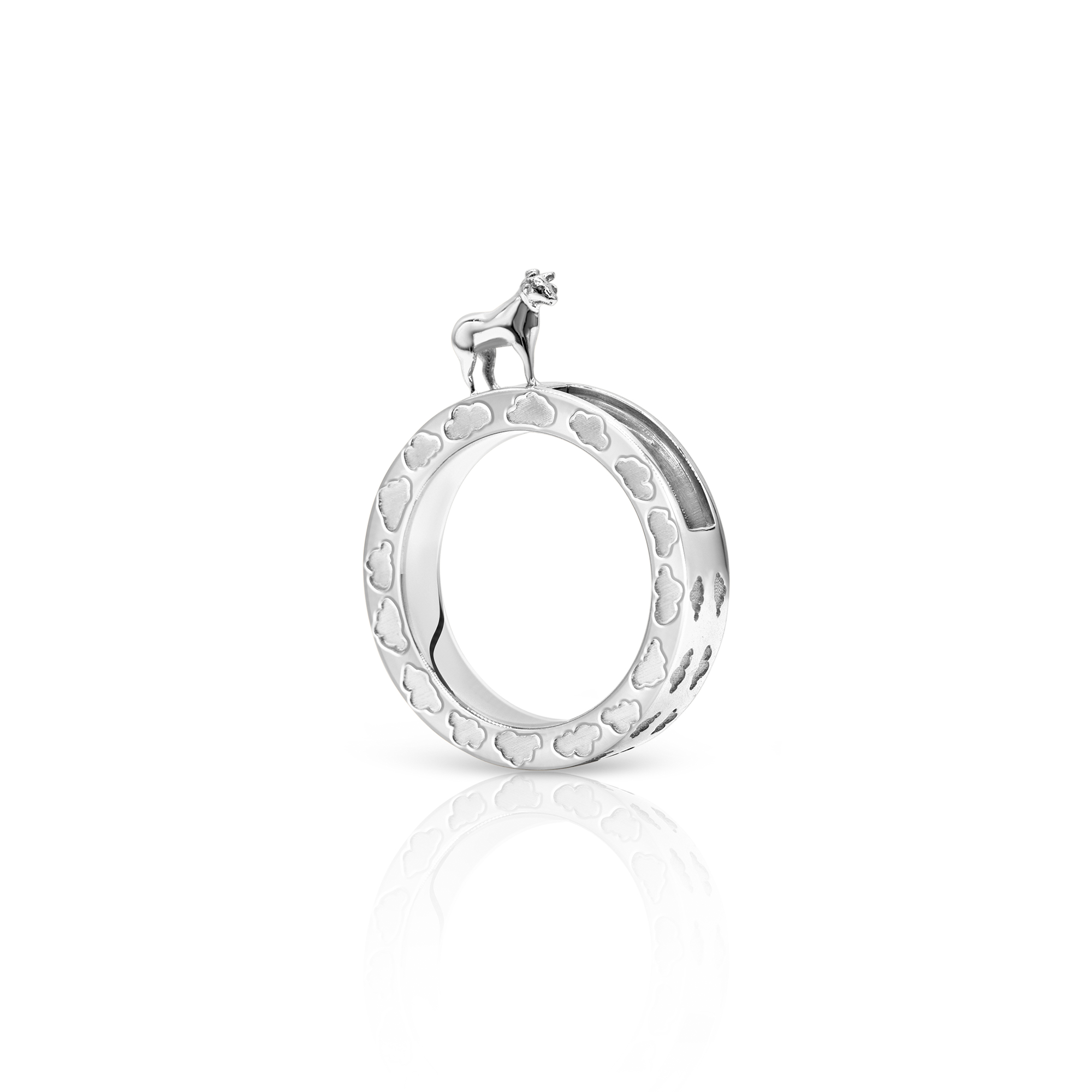 14K white gold Year of the Ox zodiac ring cloud pattern kinetic ring designer fine jewelry14K yellow gold Year of the Ox zodiac ring cloud pattern kinetic ring designer fine jewelry