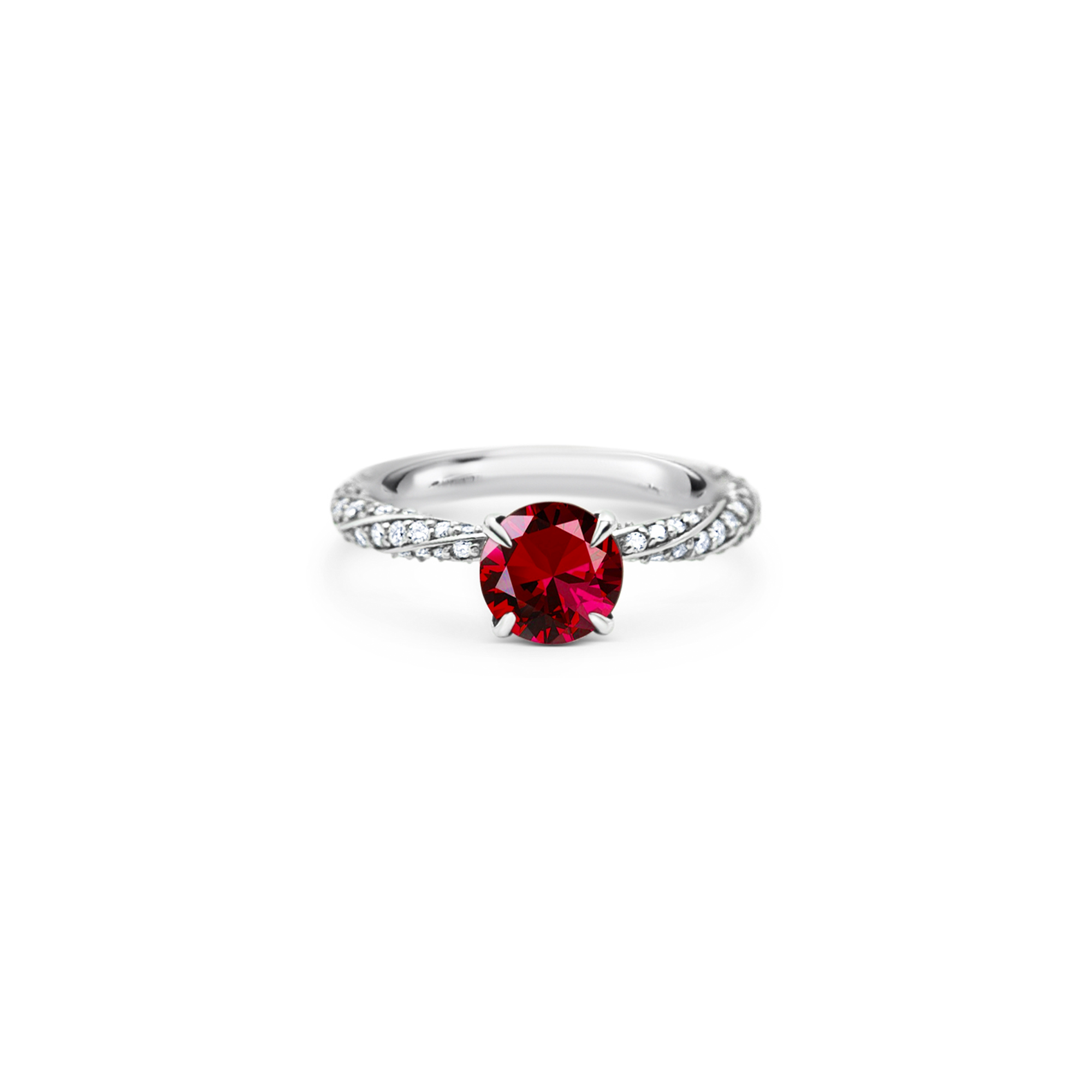 14K white gold ruby diamond engagment ring eternity ring designer wedding jewelry