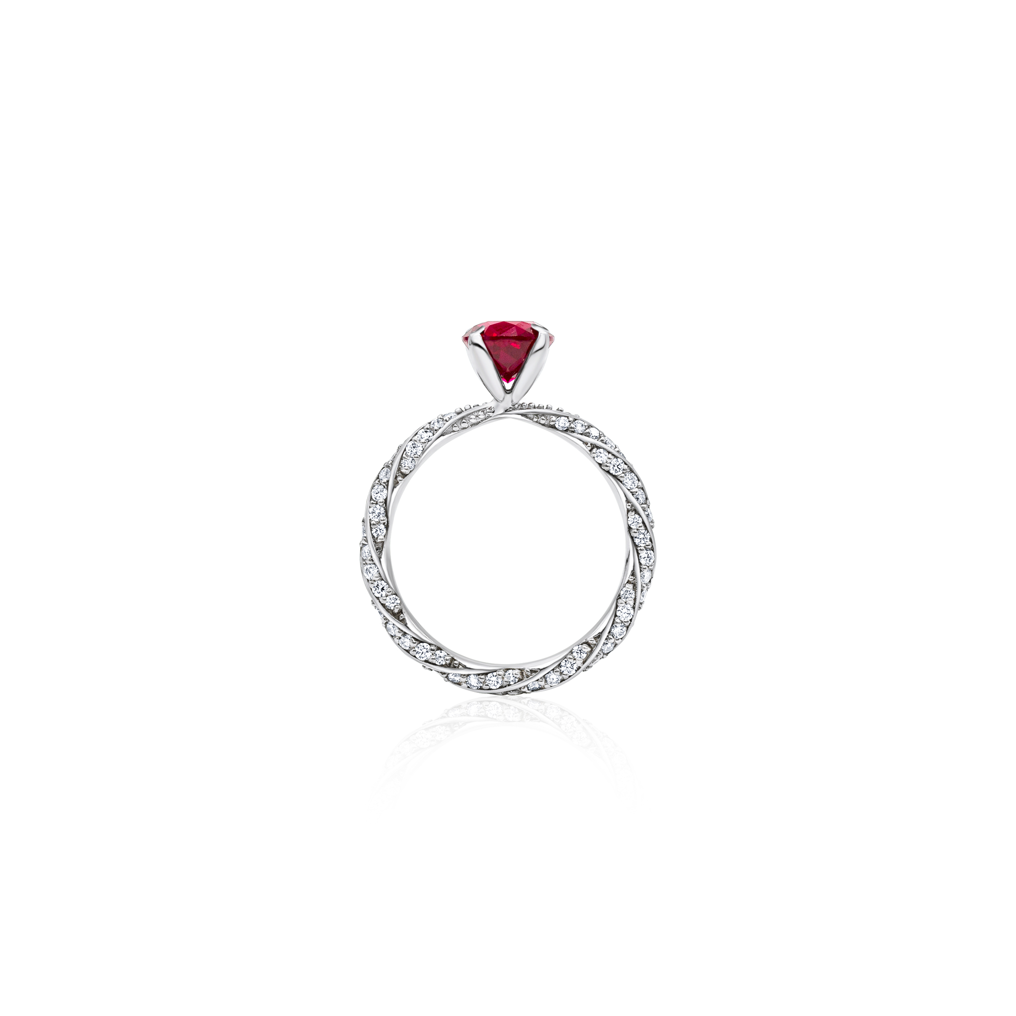 14K white gold ruby diamond engagment ring eternity ring designer wedding jewelry