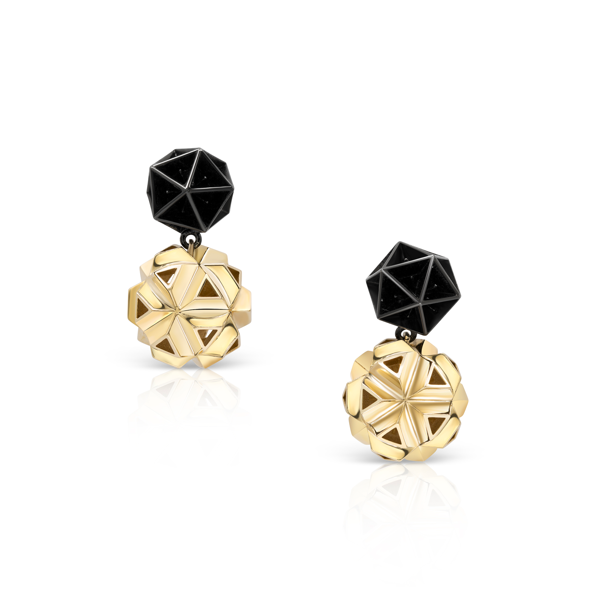 14K yellow gold earrings rhodium fine jewelry