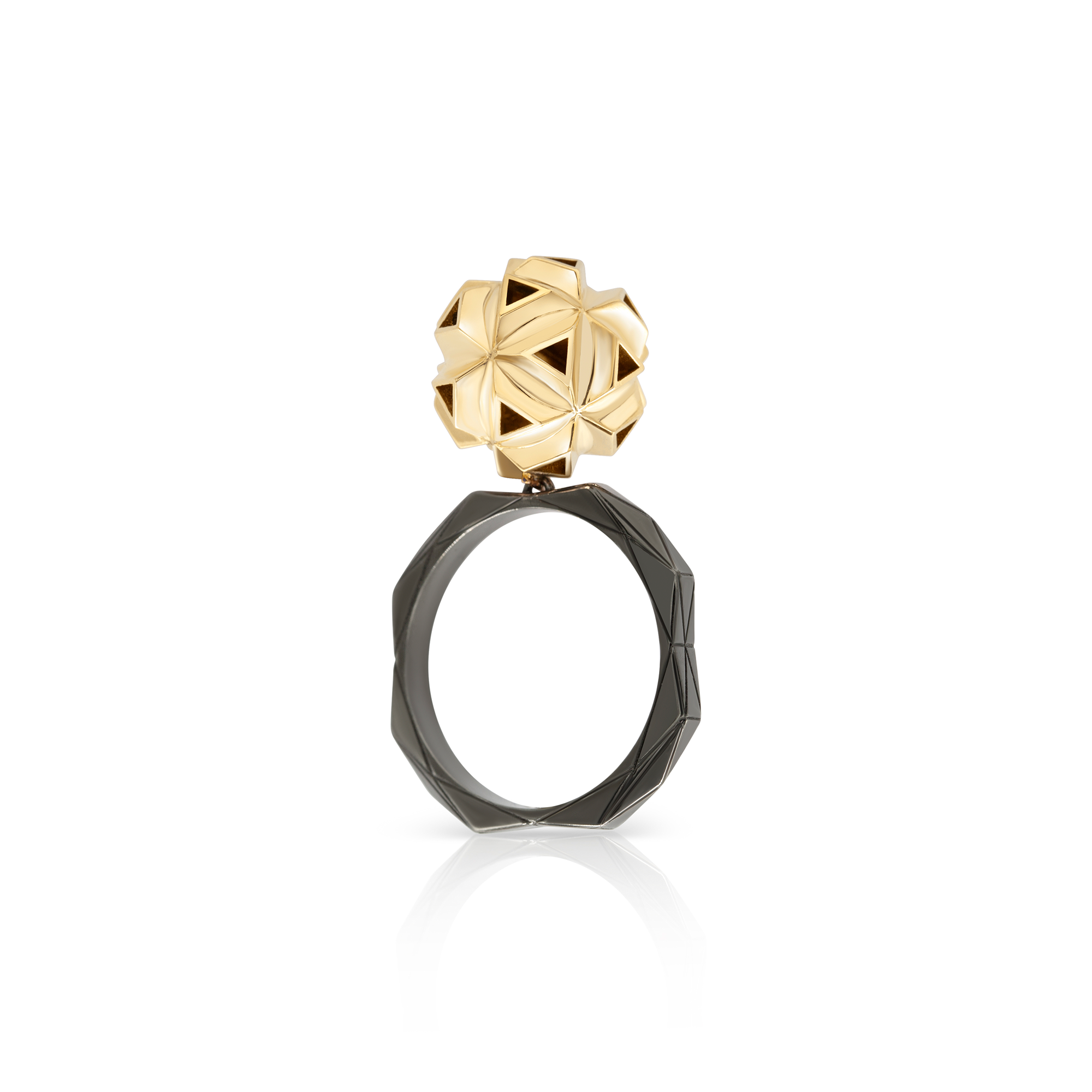 14K yellow gold rings rhodium fine jewelry