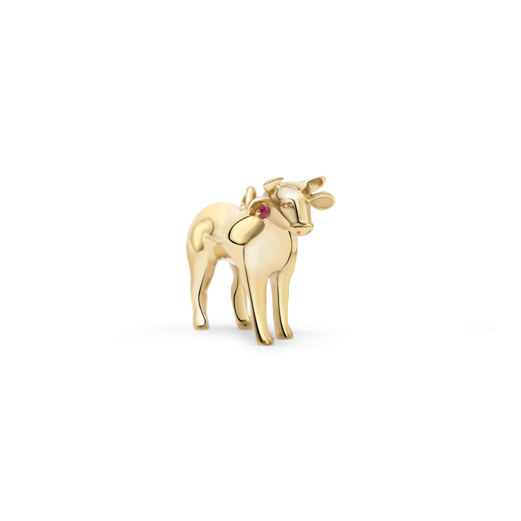 14K yellow gold ox pendant necklace with fair trade African ruby