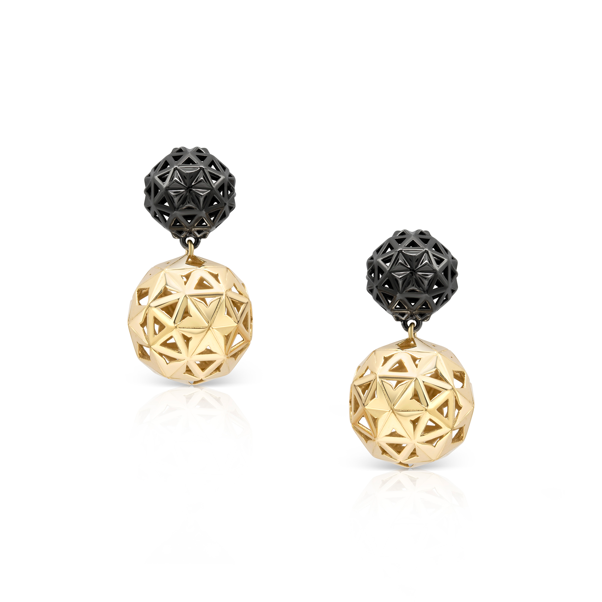 14K yellow gold earrings rhodium fine jewelry