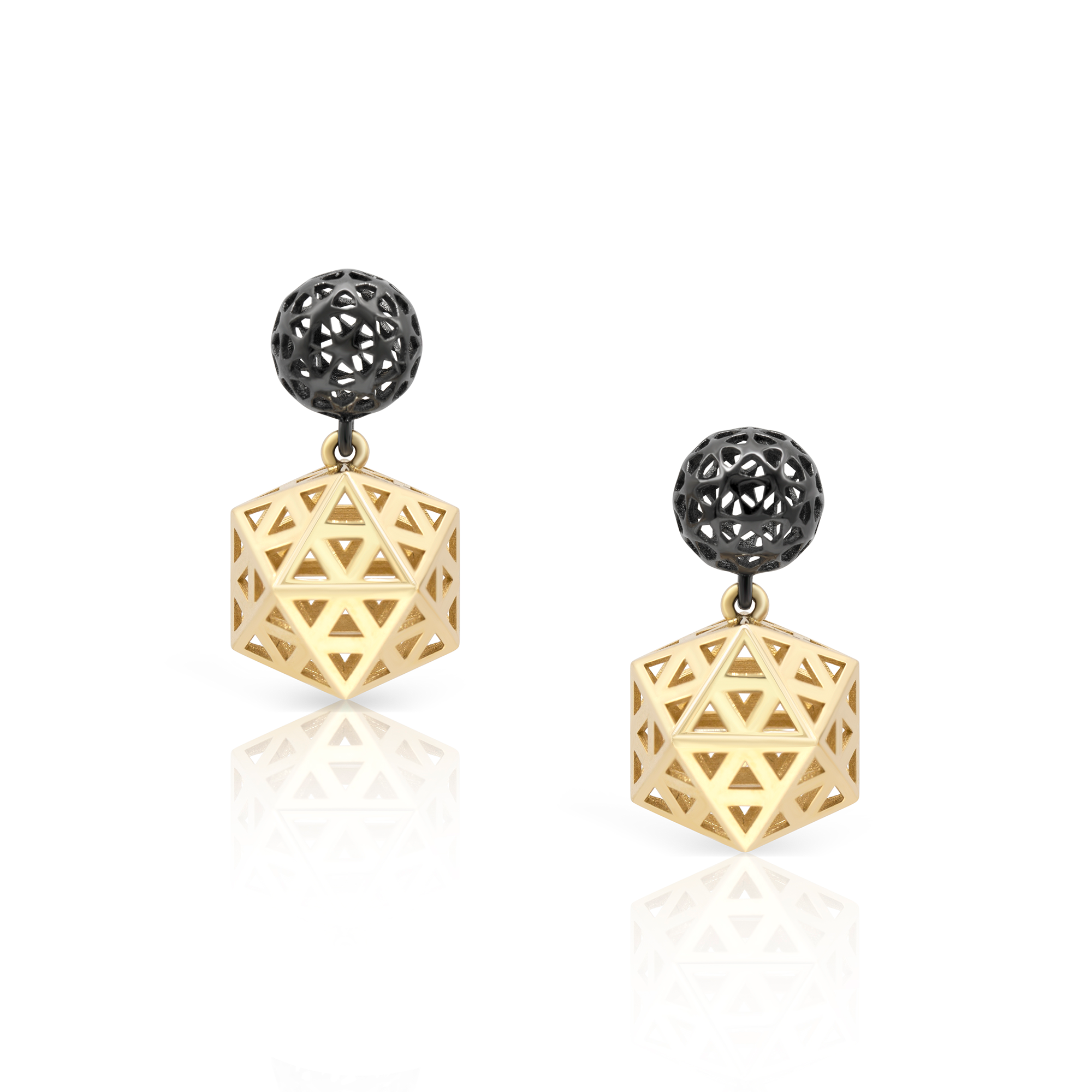 14K yellow gold earrings rhodium fine jewelry