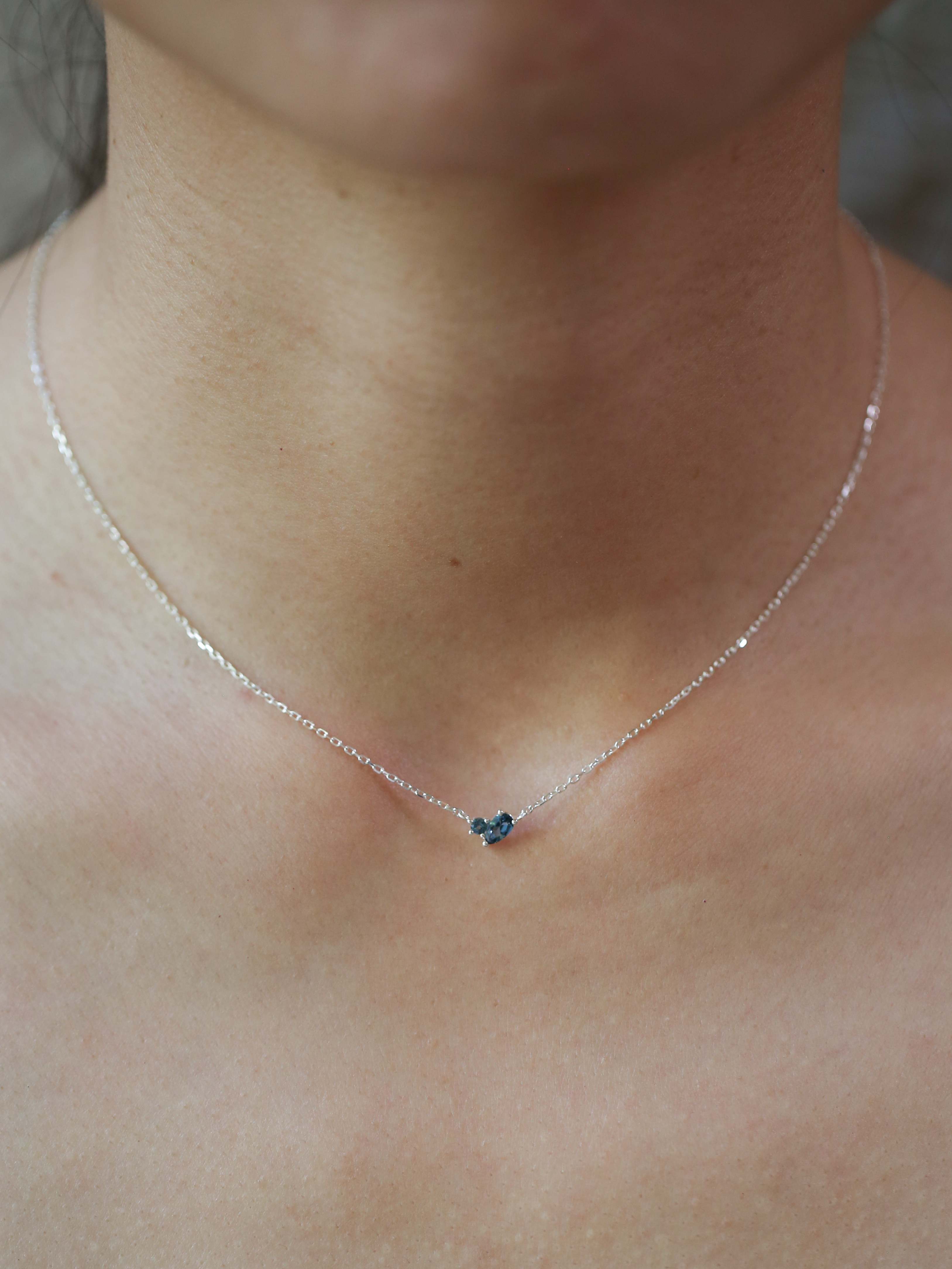 Sterling Silver Duet Birthstone Necklace
