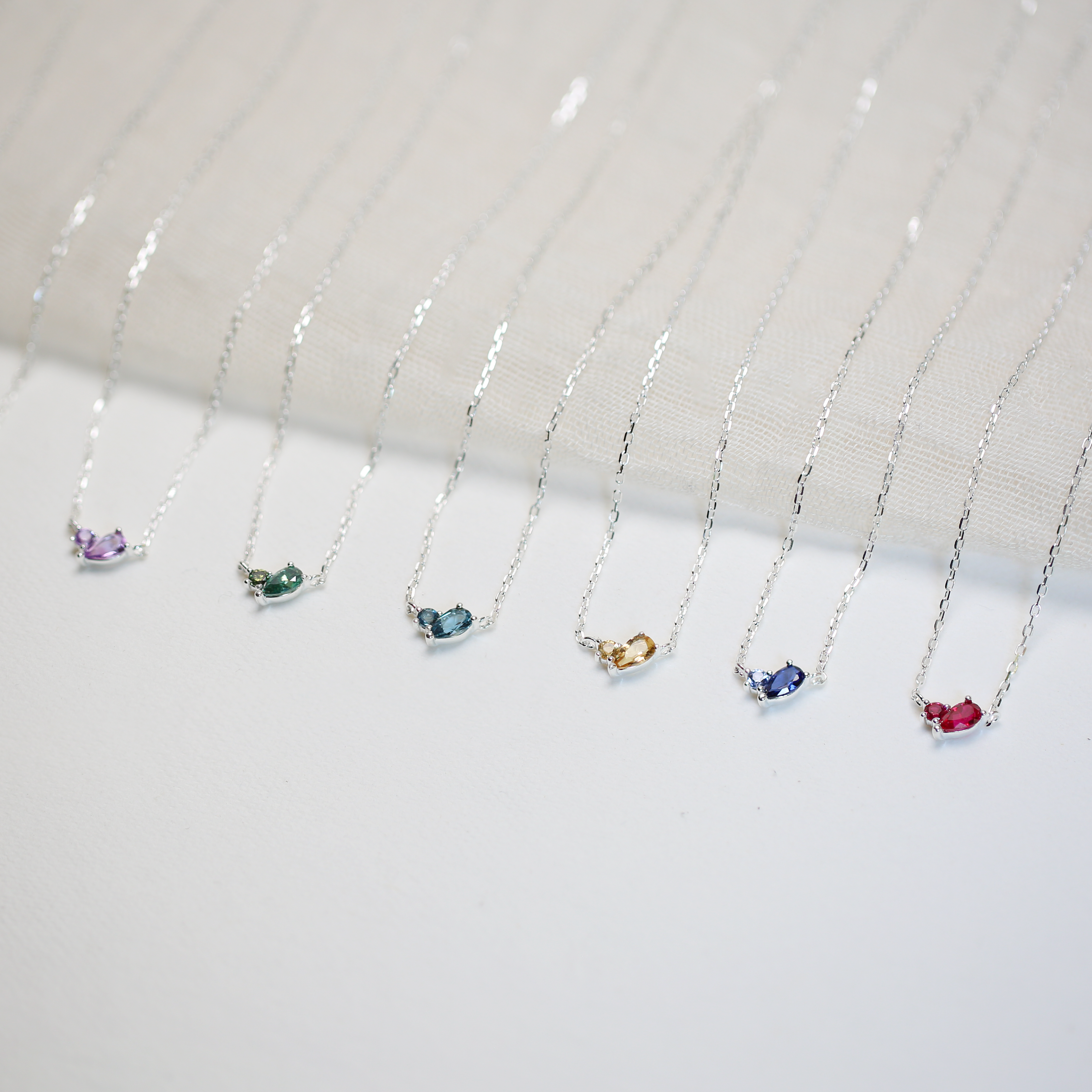 Sterling Silver Duet Birthstone Necklace