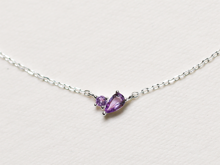 Sterling Silver Duet Birthstone Necklace
