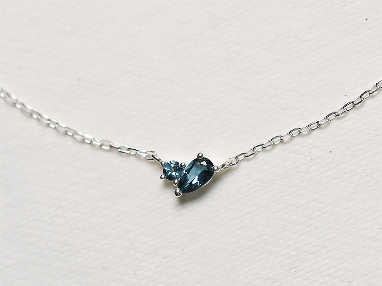 Sterling Silver Duet Birthstone Necklace