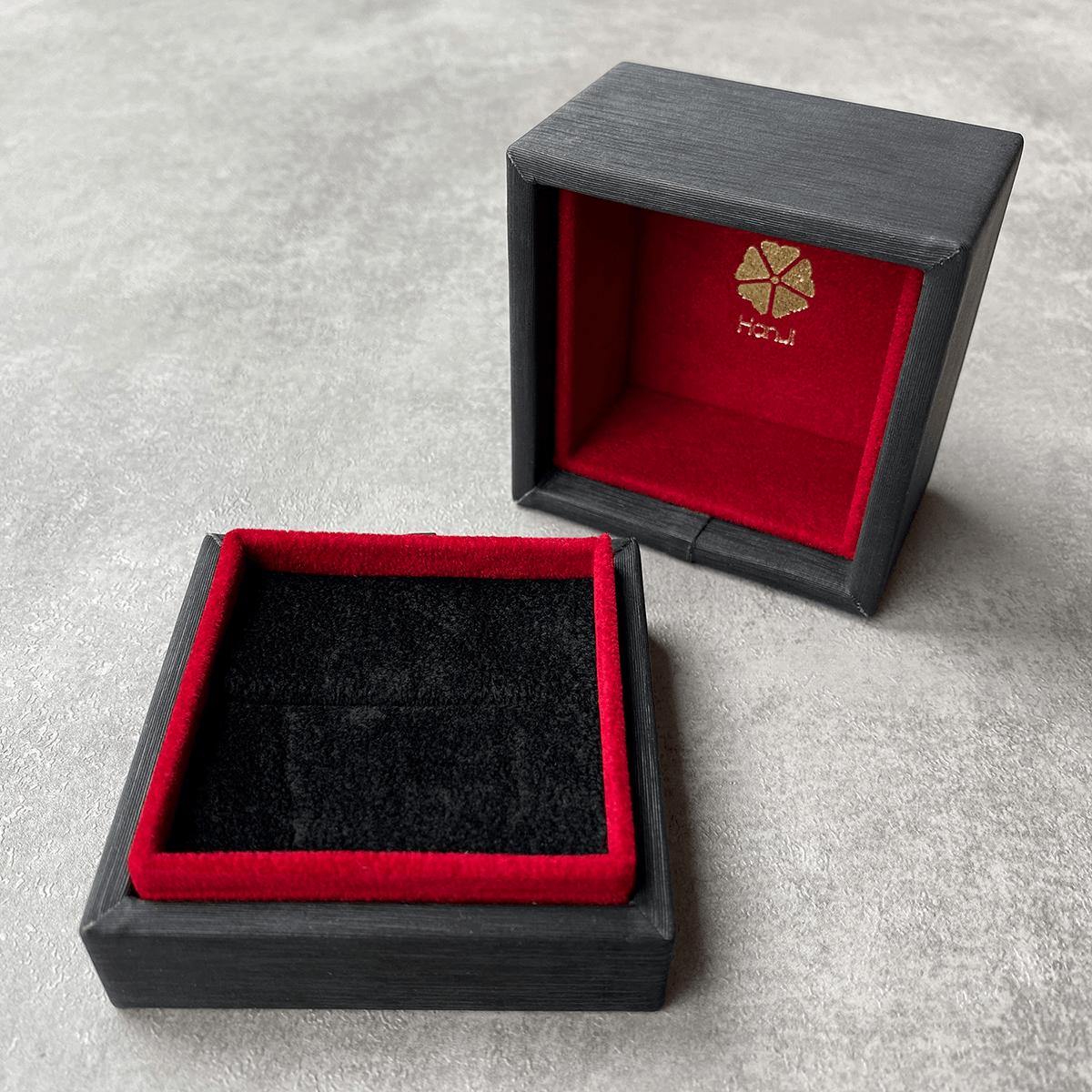 Luxury black and red wedding ring engagement ring box