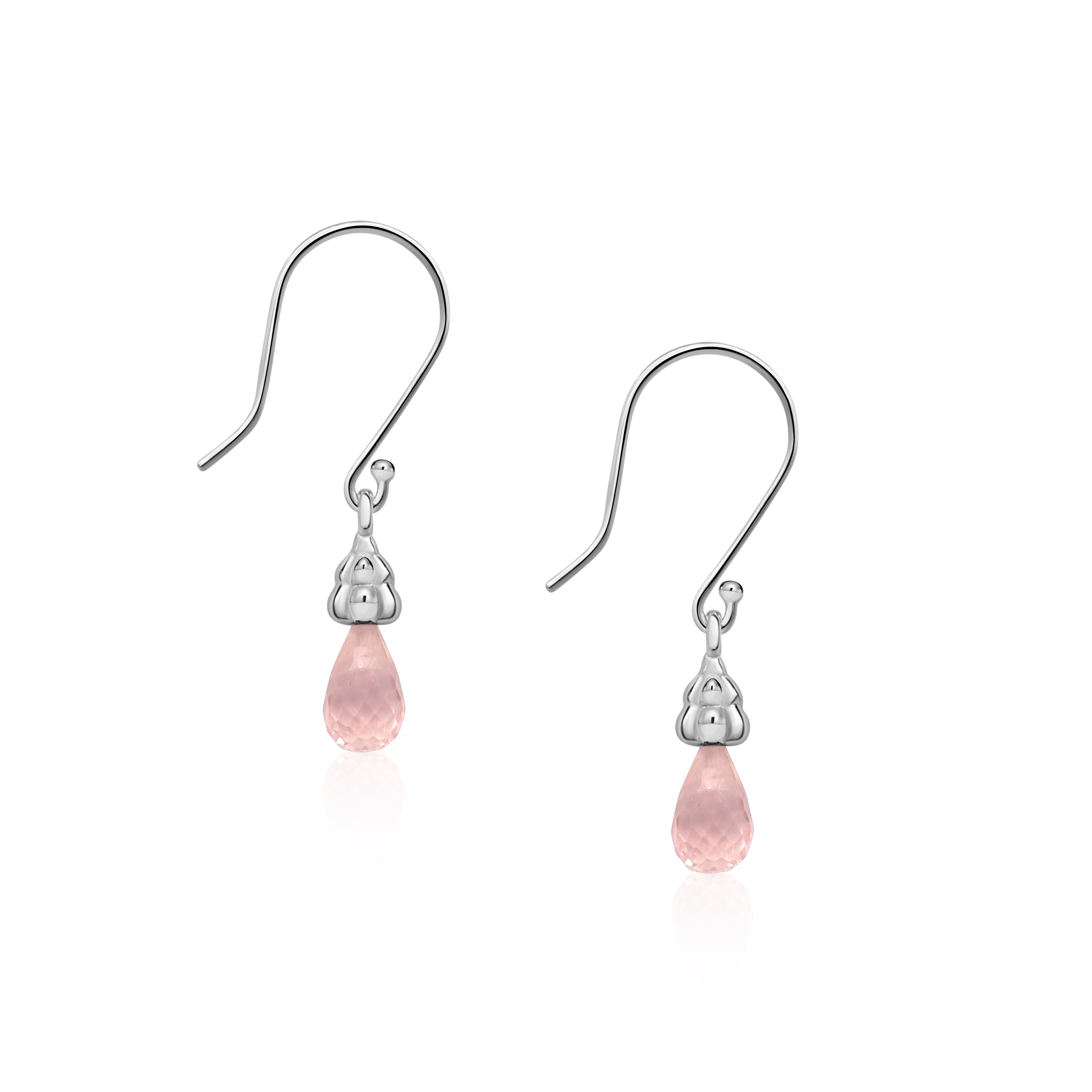 Sterling Silver Rose Quartz Raindrop earrings