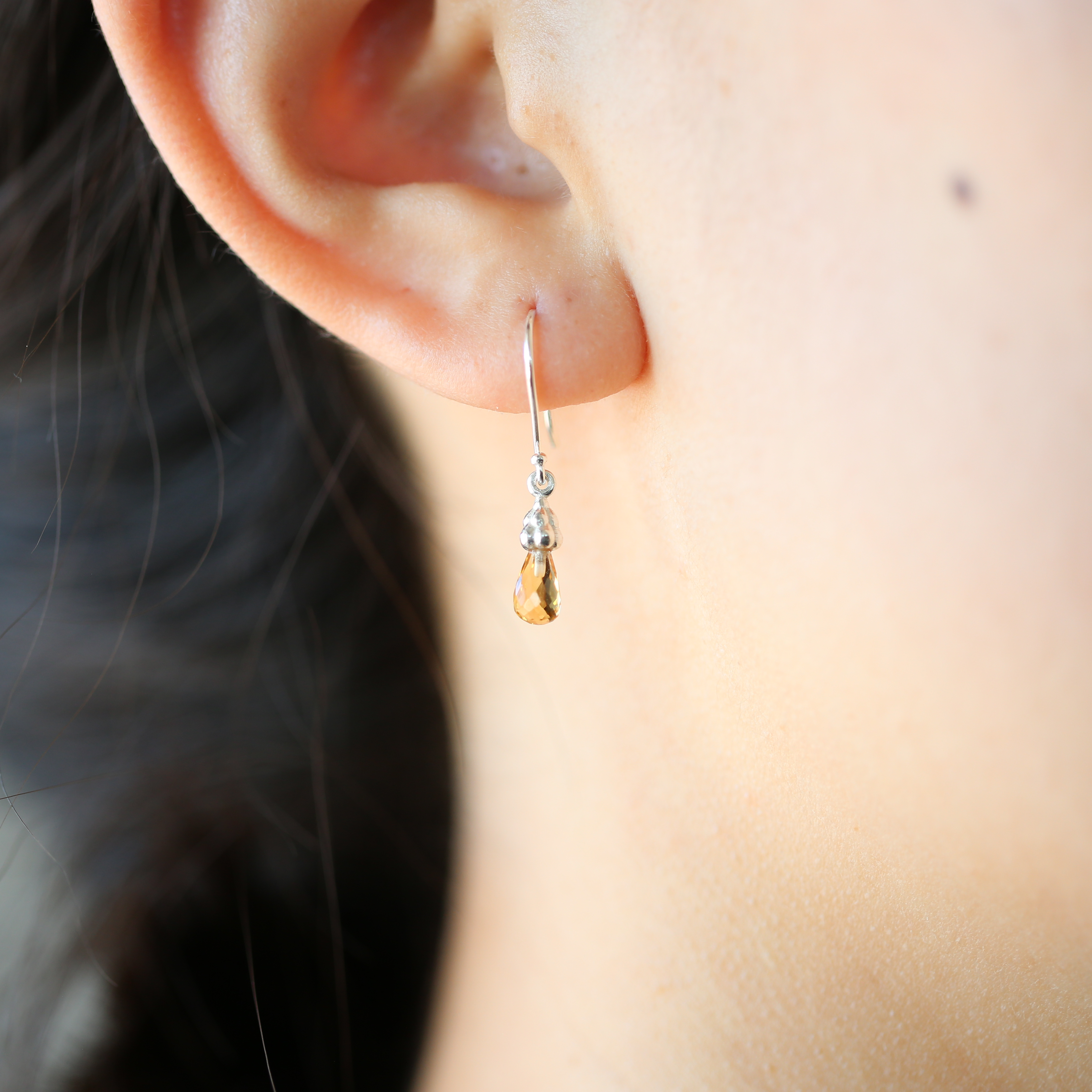 Sterling Silver Citrine Raindrop earrings
