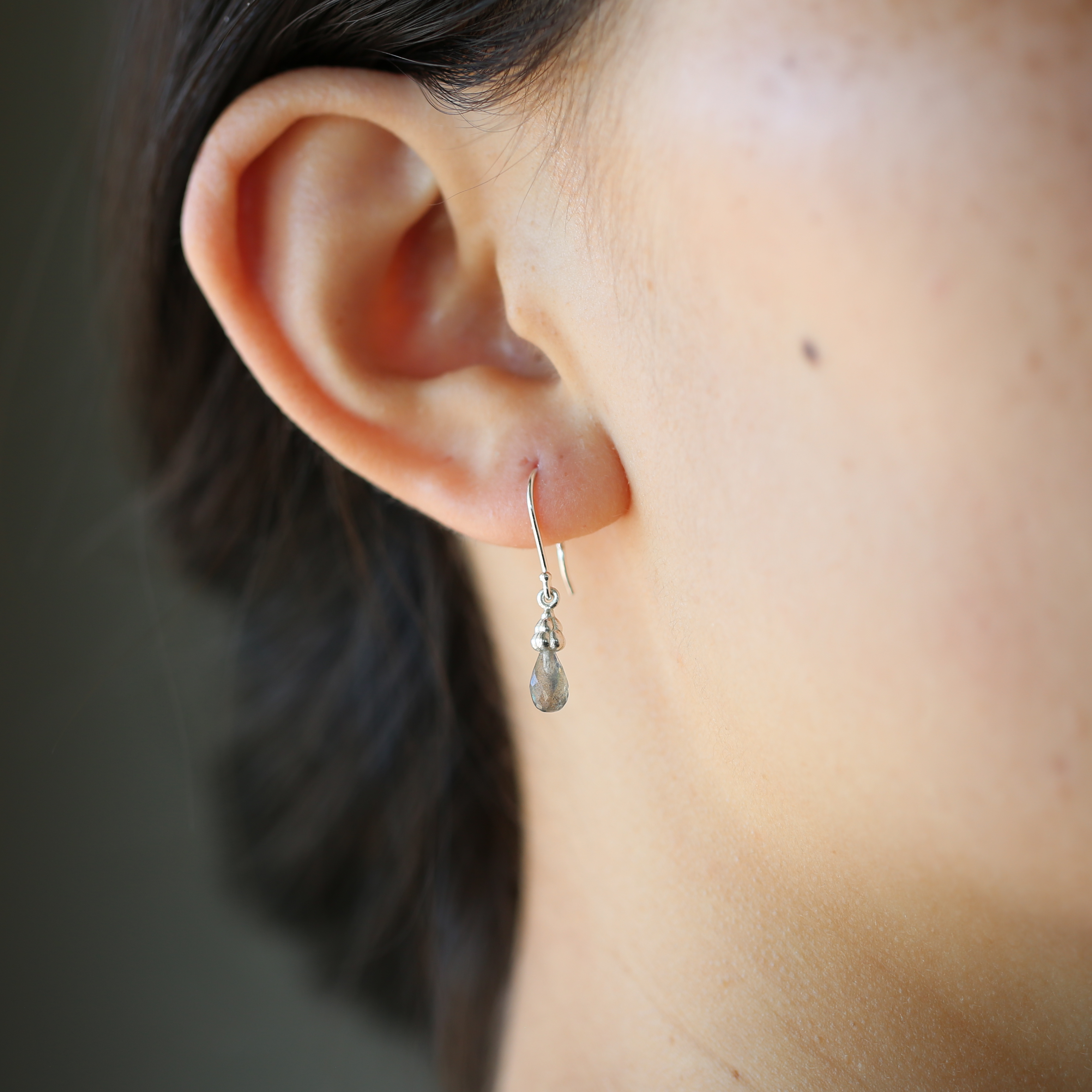 Sterling Silver Labradorite Raindrop earrings
