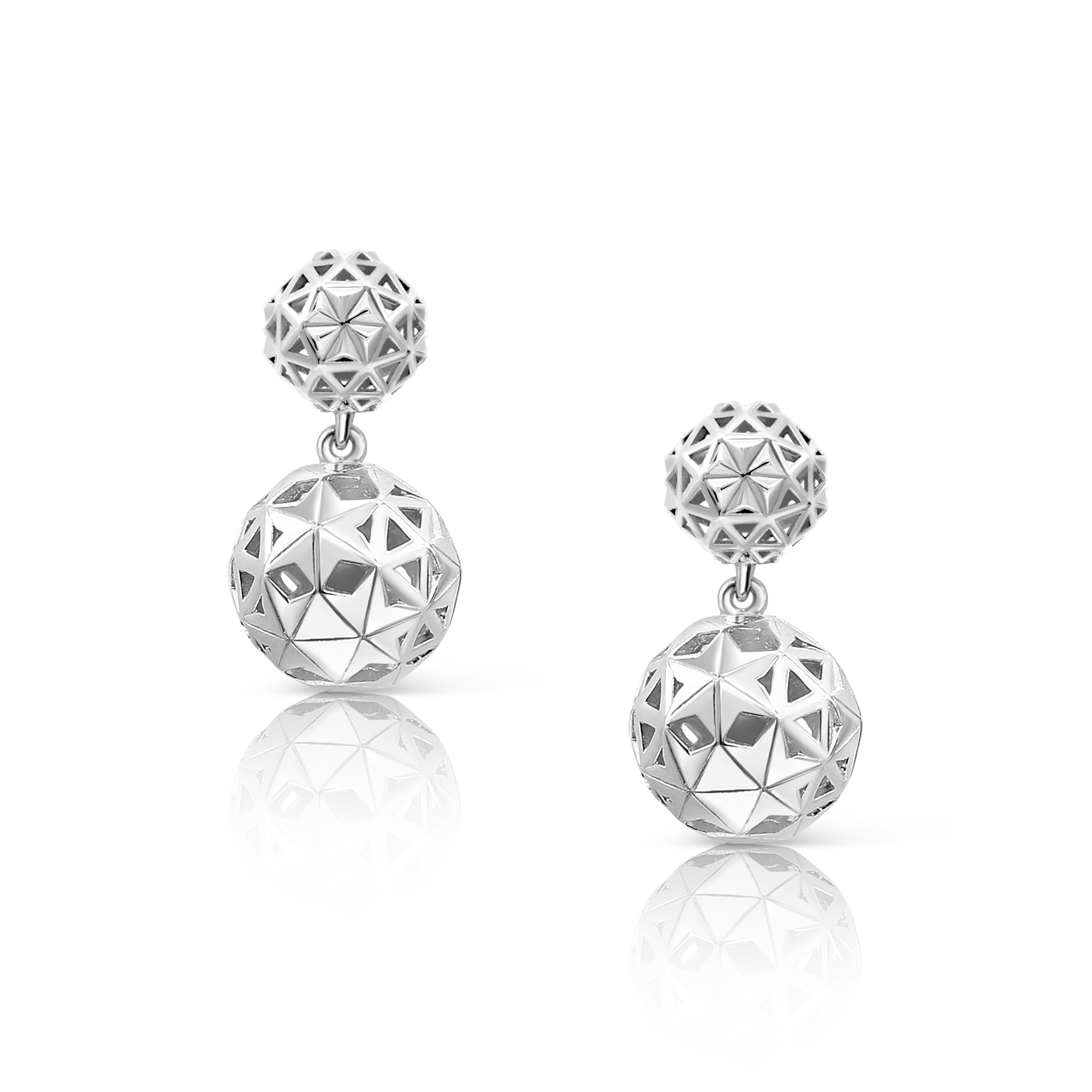 White Rhodium Plated 925 Sterling Silver Earrings Designer Fine Jewelry Polished