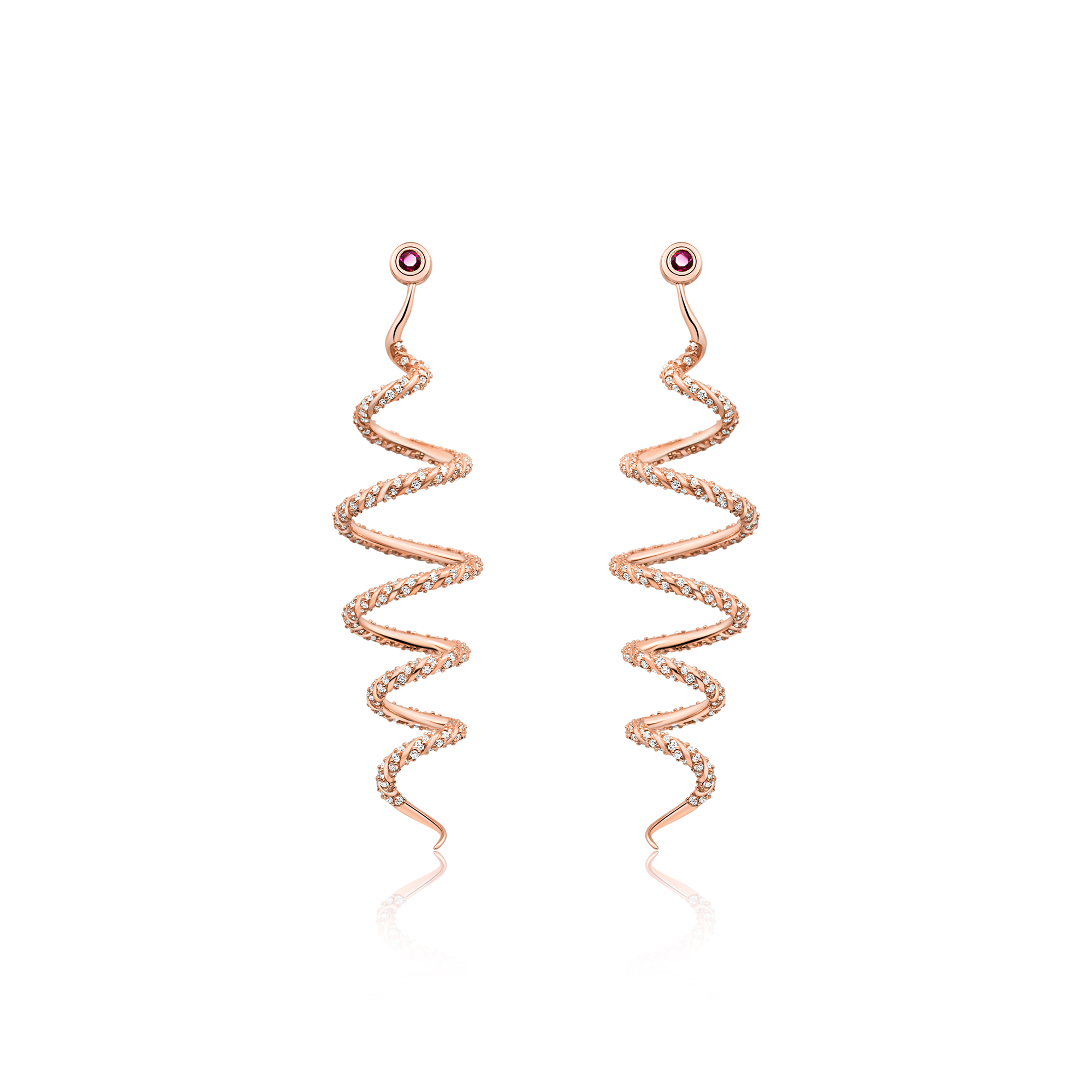 14K rose gold ruby diamond earrings designer statement jewelry wedding jewelry