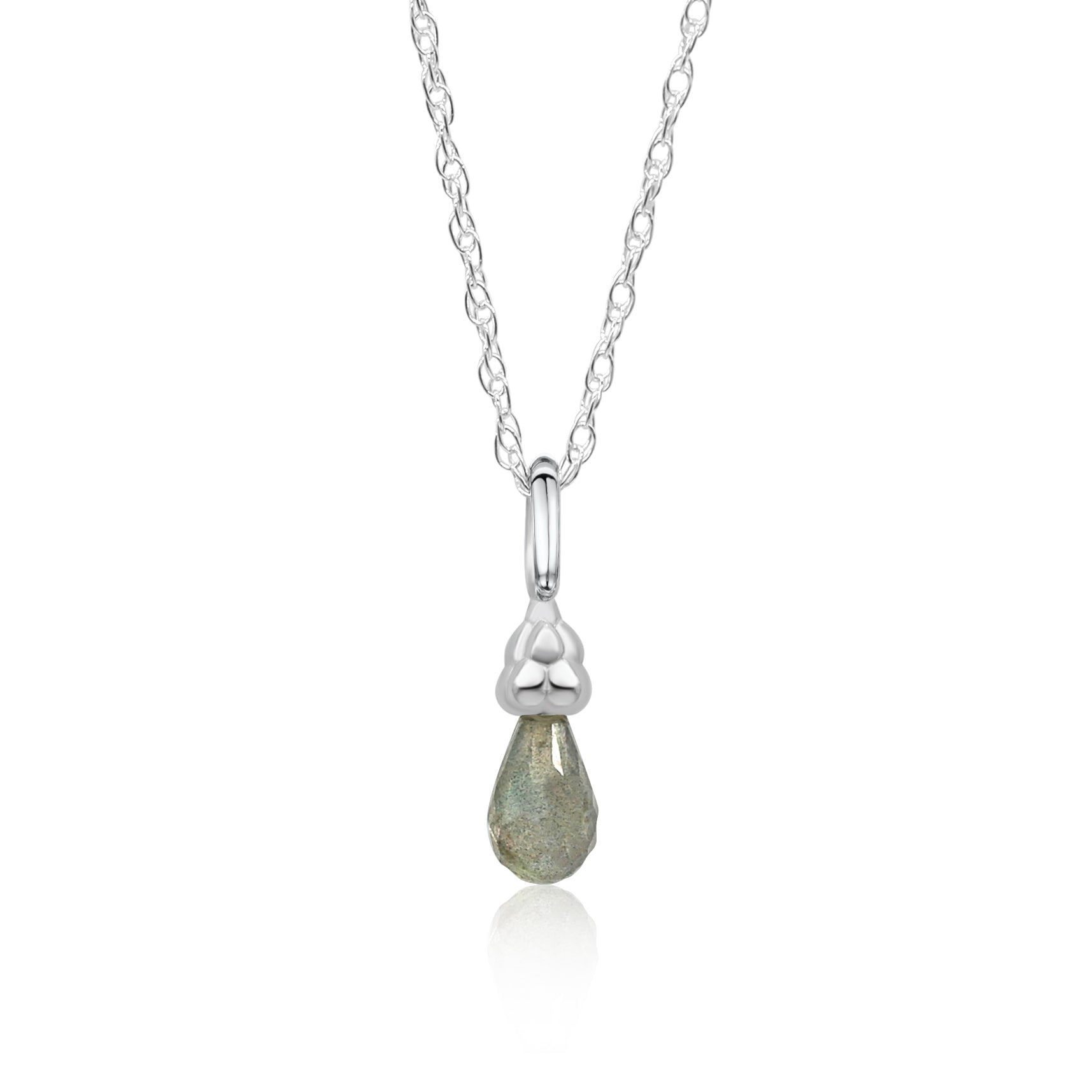 Sterling Silver Labradorite Gemstone Raindrop Necklace