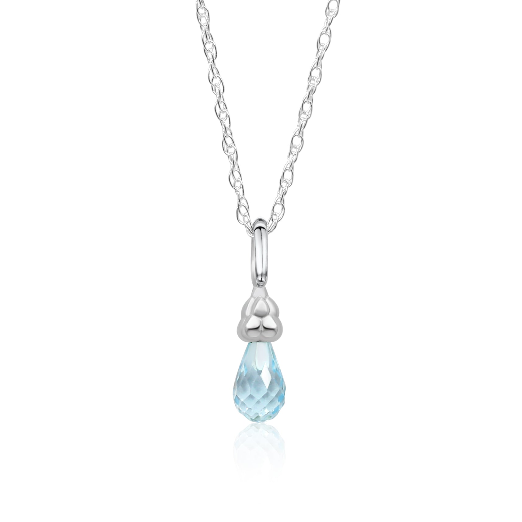 Sterling Silver Sky Blue Topaz Gemstone Raindrop Necklace