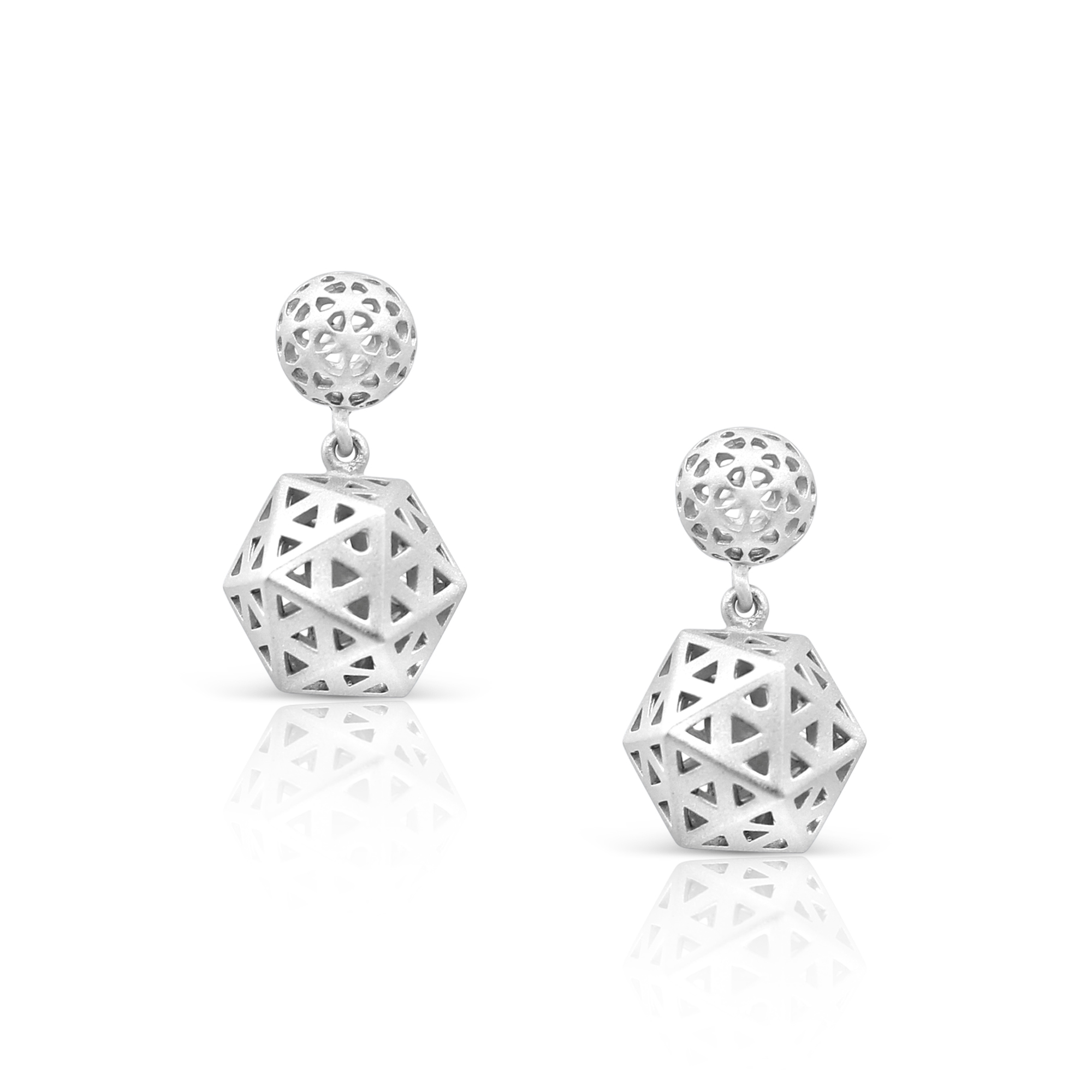 White Rhodium Plated 925 Sterling Silver Earrings Designer Fine Jewelry Matte Finish