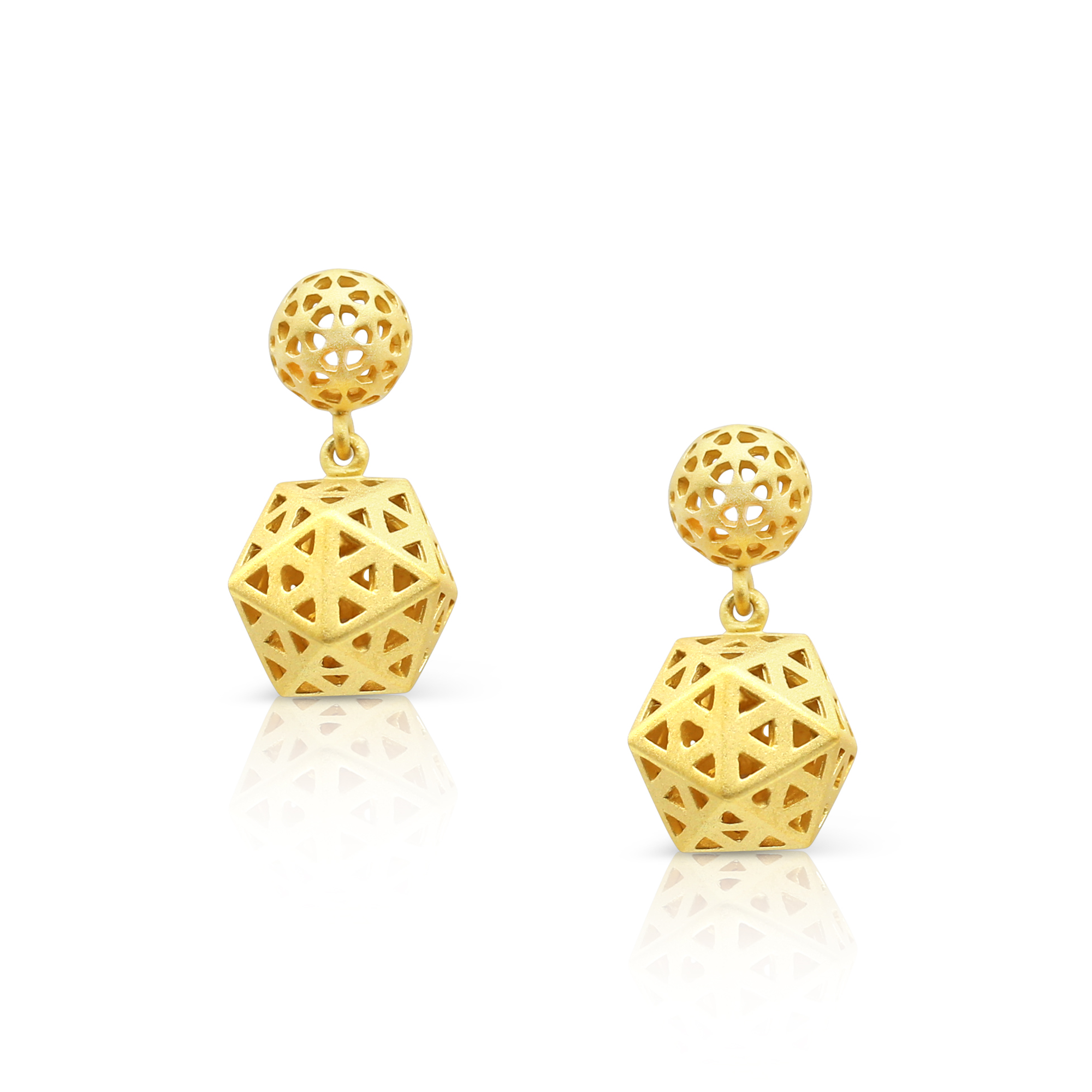 14K Yellow Gold Plated 925 Sterling Silver Earrings Designer Fine Jewelry Matte Finish
