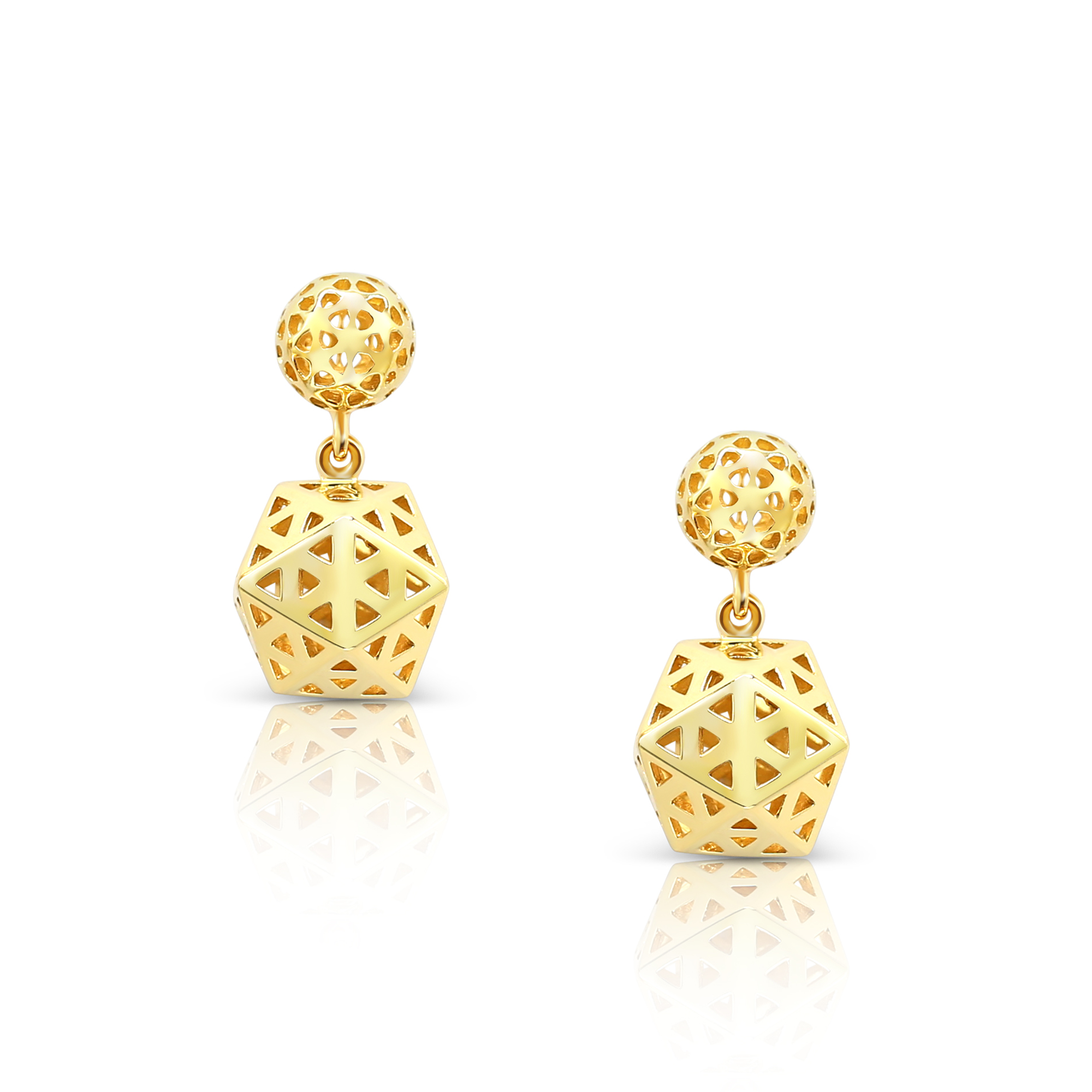 14K Yellow Gold Plated 925 Sterling Silver Earrings Designer Fine Jewelry Polished