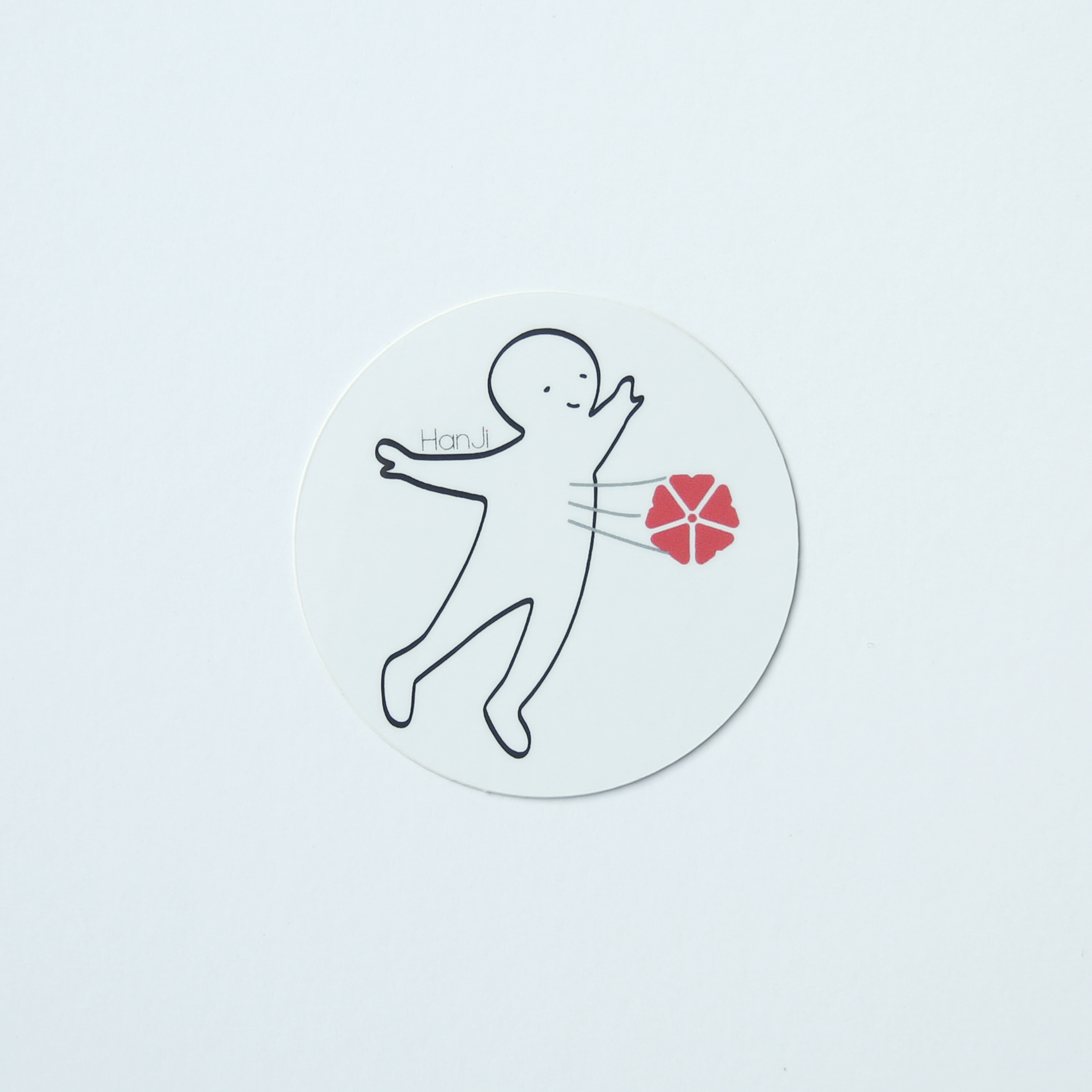 Waterproof sticker with HanJi logo and little human