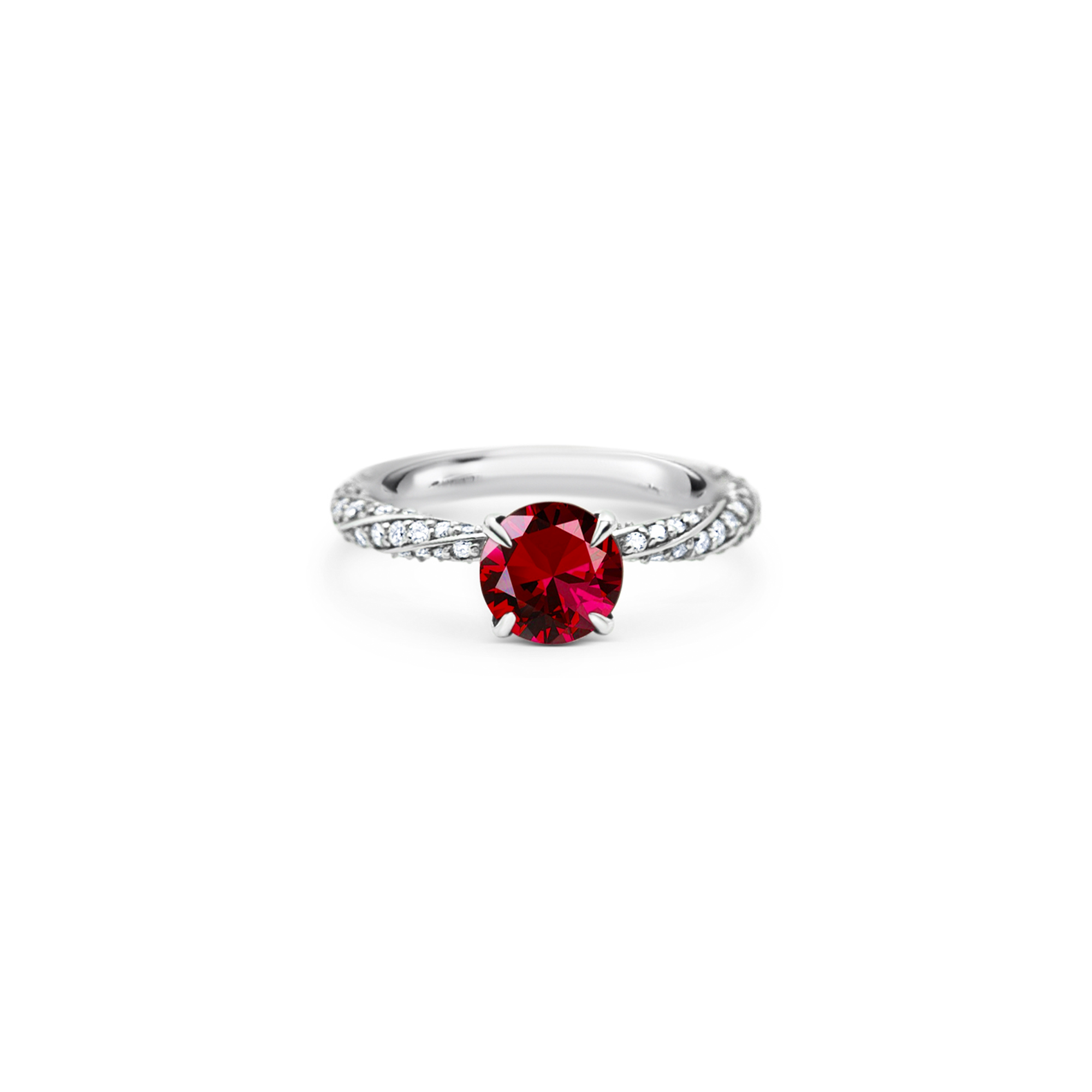 14K Gold Diamond Ruby Love Eternity Engagement Ring